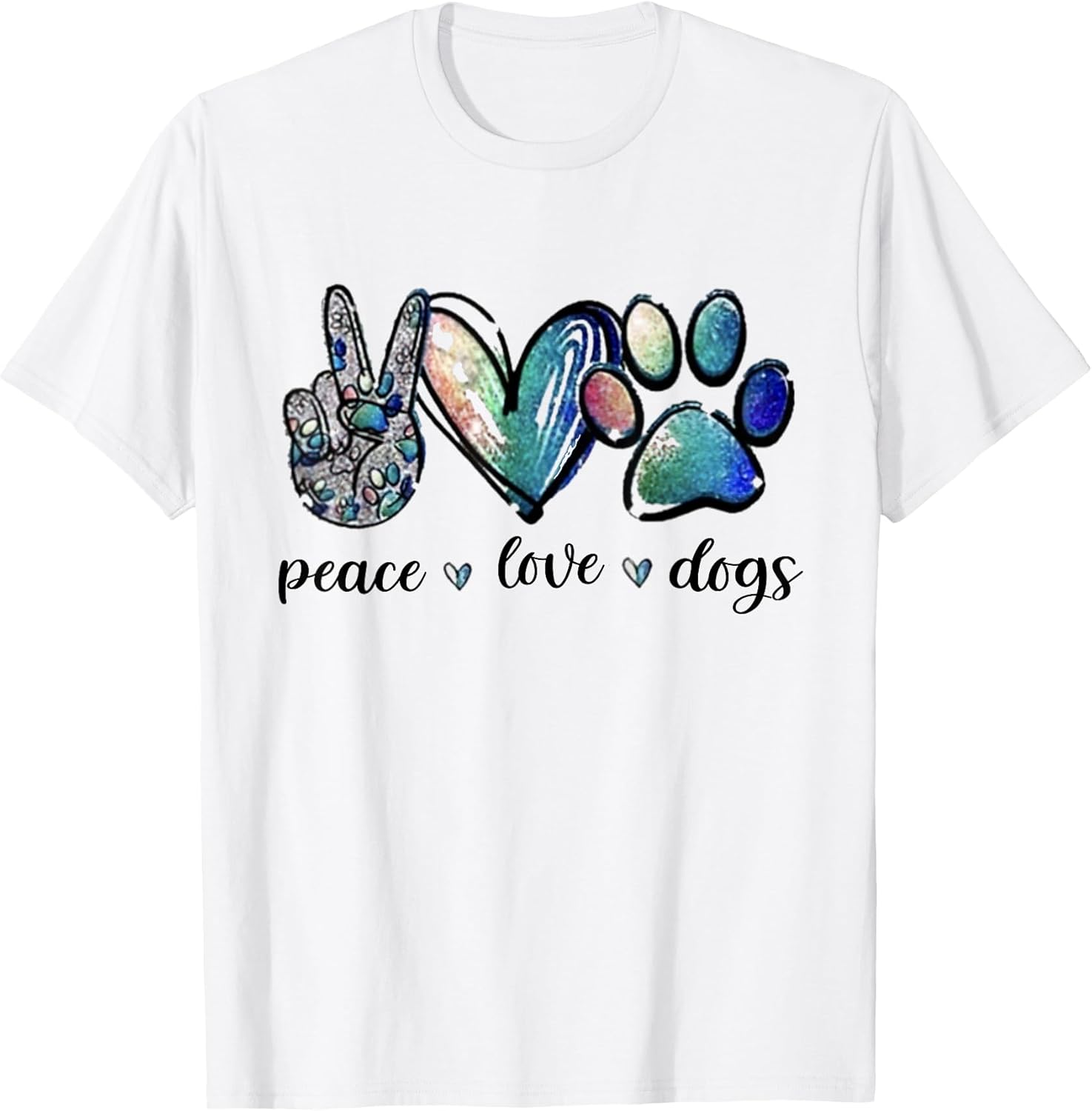 Dog Lover Peace Love Dogs Puppy Paw Tee