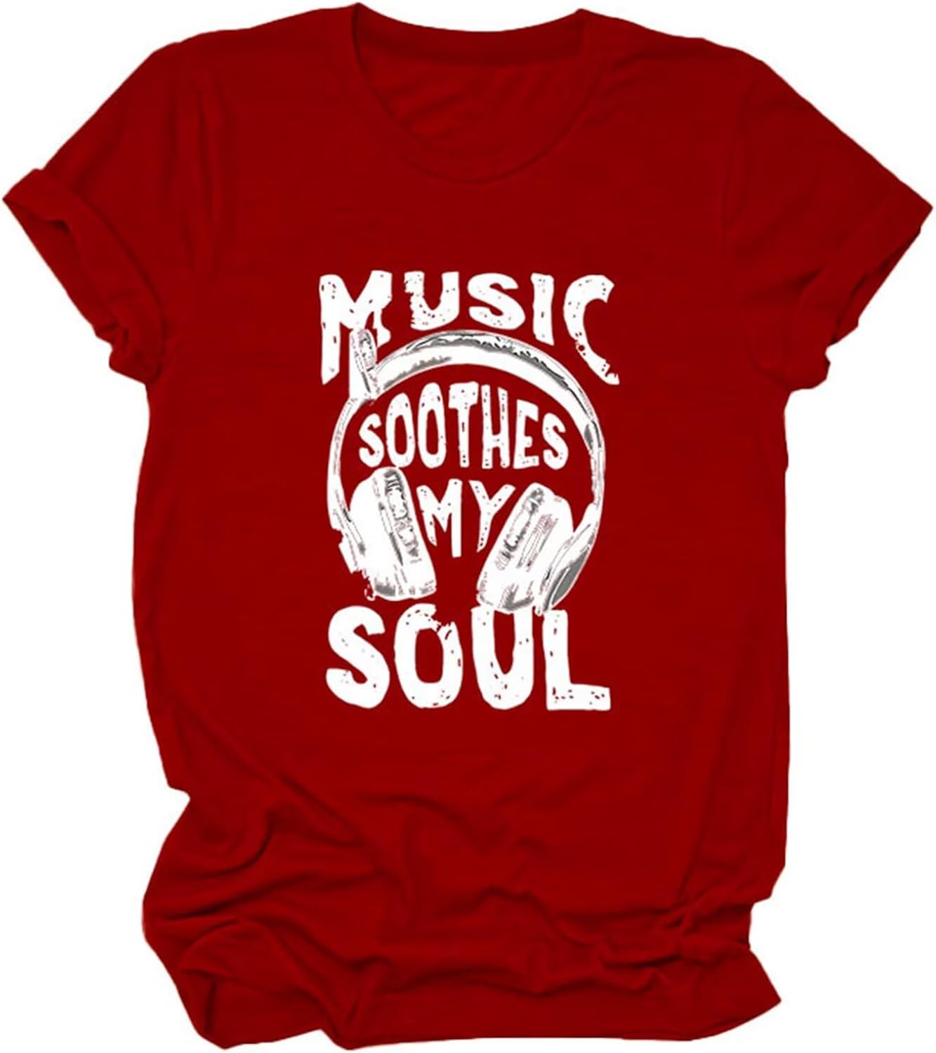 Rock Band T-Shirt Women Music Soothes My Soul Shirt Funny Headset Graphic Tee Country Concert Short SleeveTop