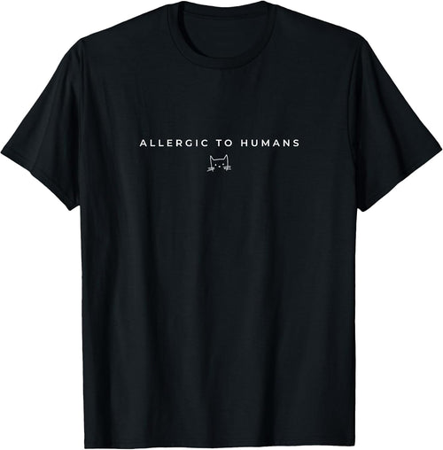Allergic to Humans Cat Lover Funny Cat Minimalist Subtle Cat T-Shirt