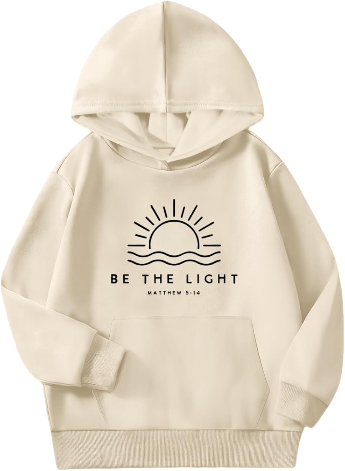 Be The Light Christian Hoodie for Girls Bible Verse Jesus God Religious Faith Sweatshirt Preppy Cute Graphic Top