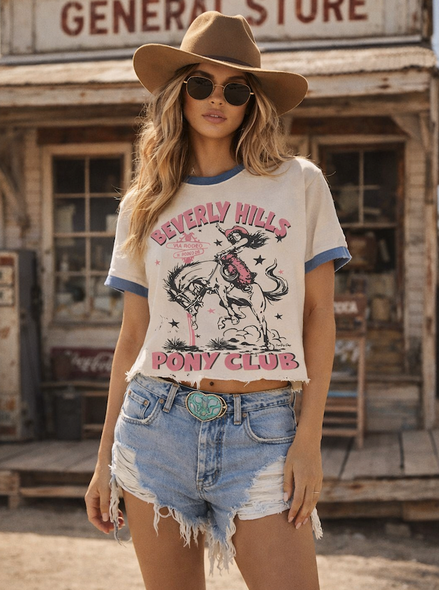 Beverly Hills Pony Club Ringer Relaxed Crop Tee