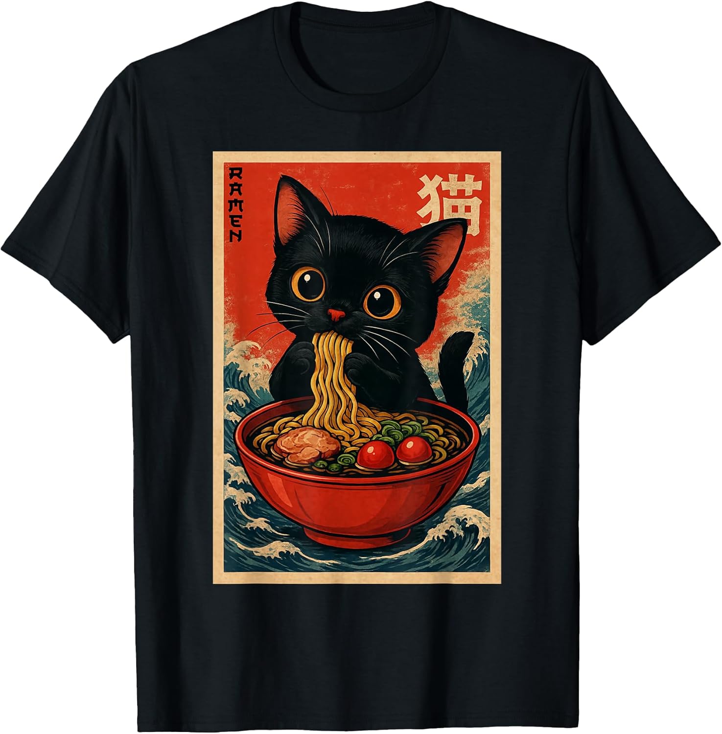 Kawaii Anime Cat Ramen Japanese Graphic Tees Men Women Teens T-Shirt