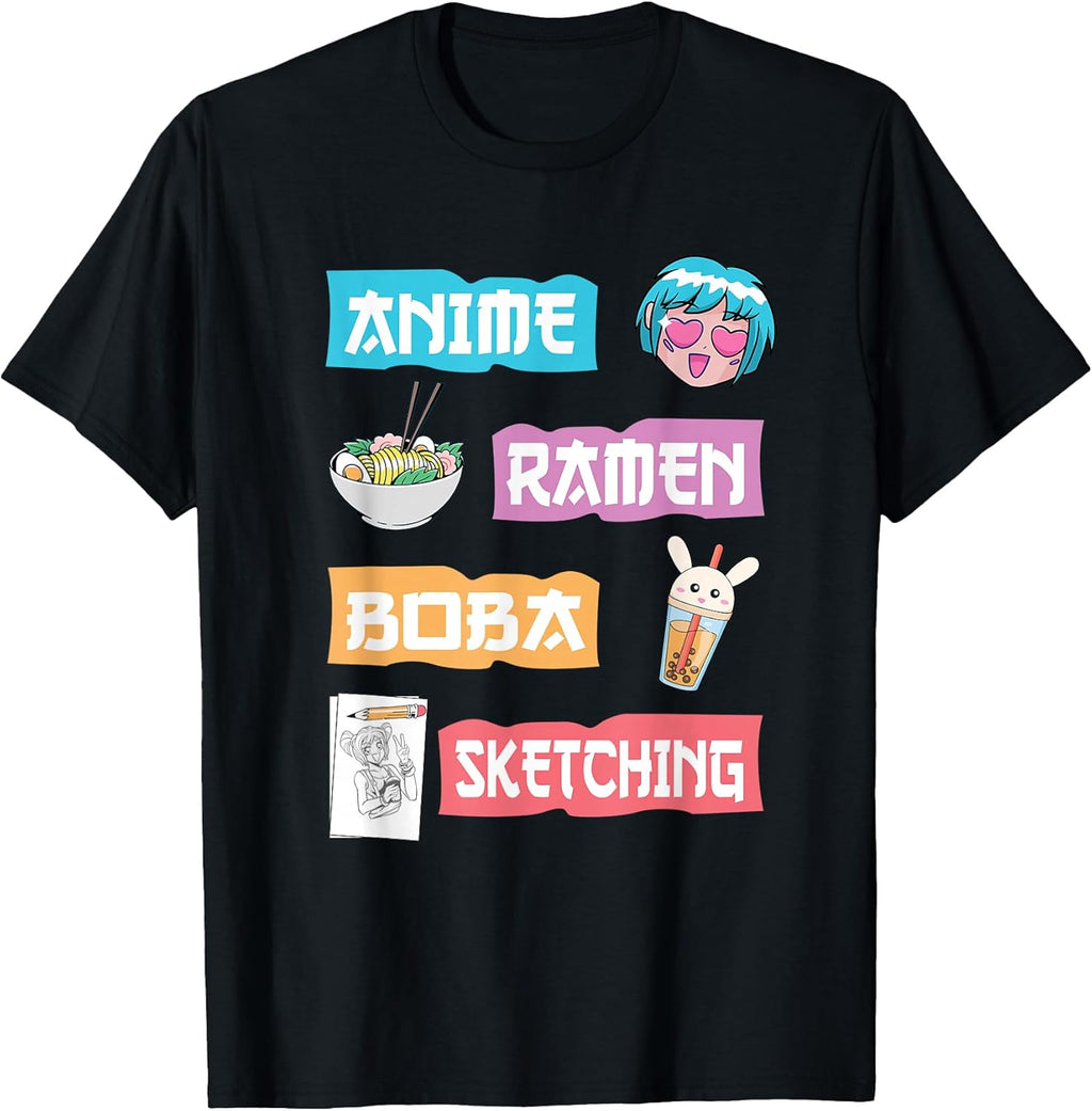 Anime Ramen Boba Sketching - Kawaii Anime Lover Merch Gift T-Shirt Small