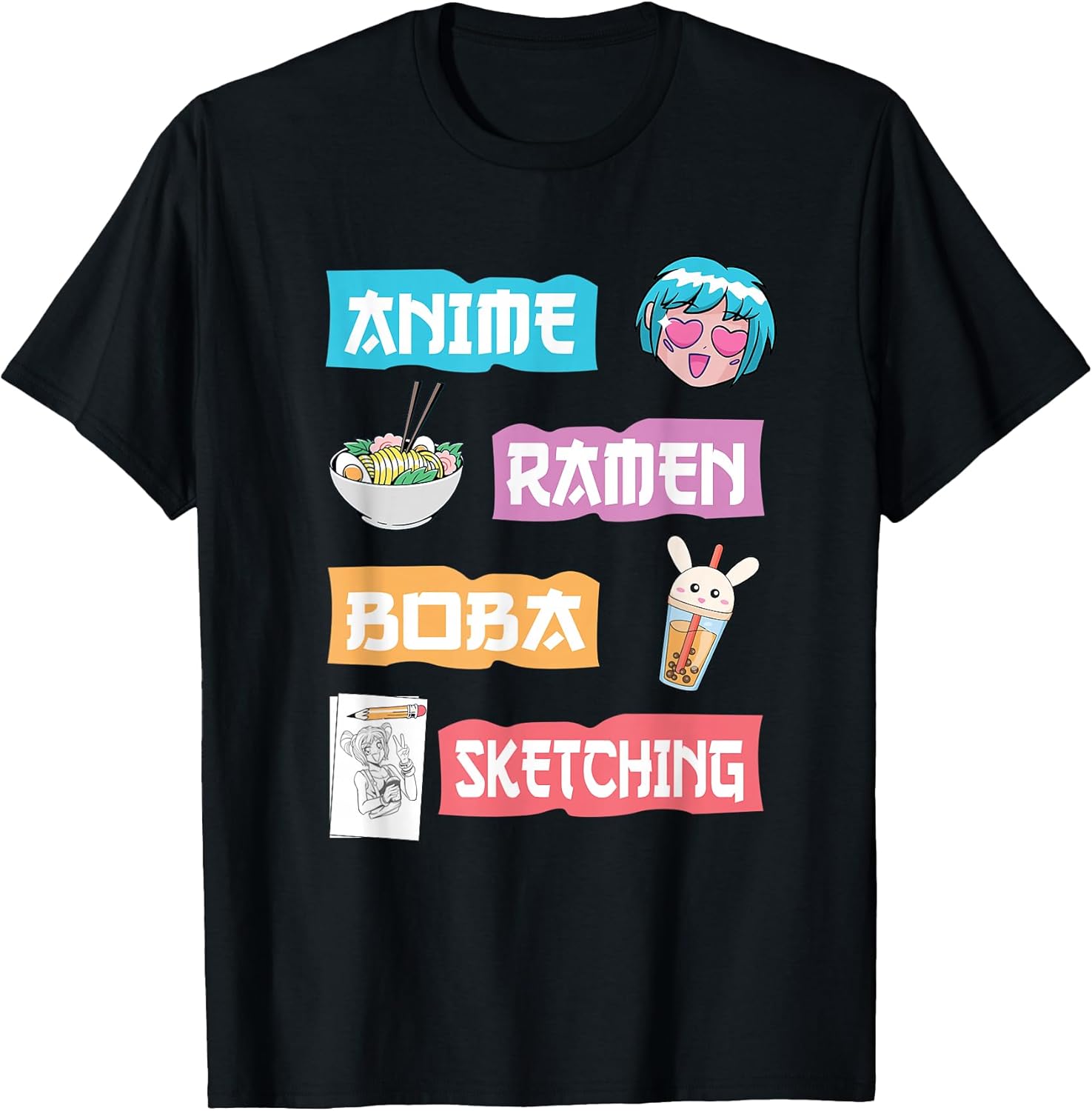 Anime Ramen Boba Sketching - Kawaii Anime Lover Merch Gift T-Shirt Small