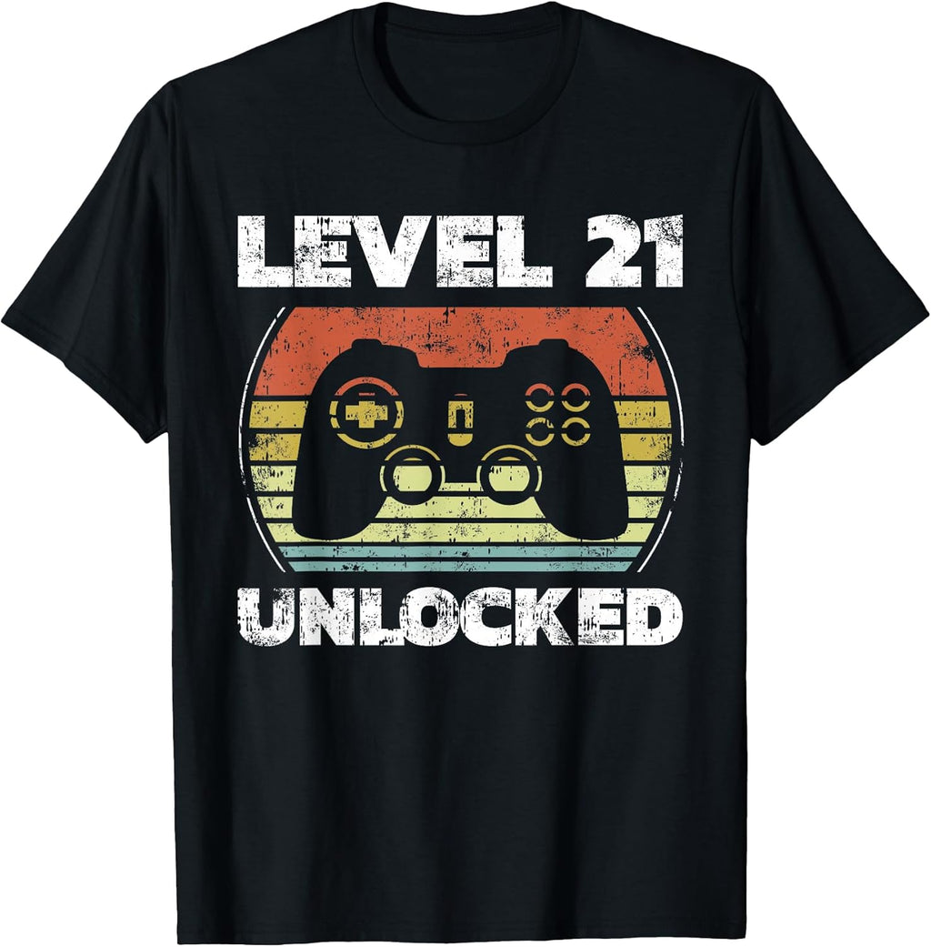 Level 21 Unlocked Funny Video Gamer 21st Birthday T-Shirt