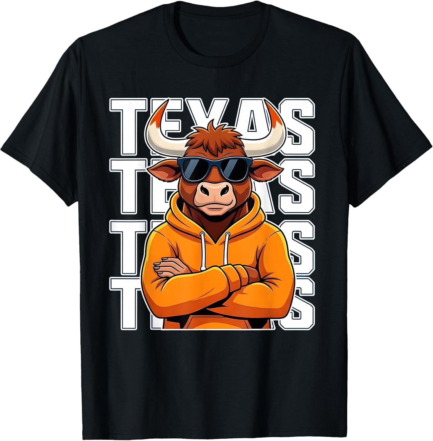 Texas Bull Hoodie Cartoon Graphic for Men Women Kids T-Shirt