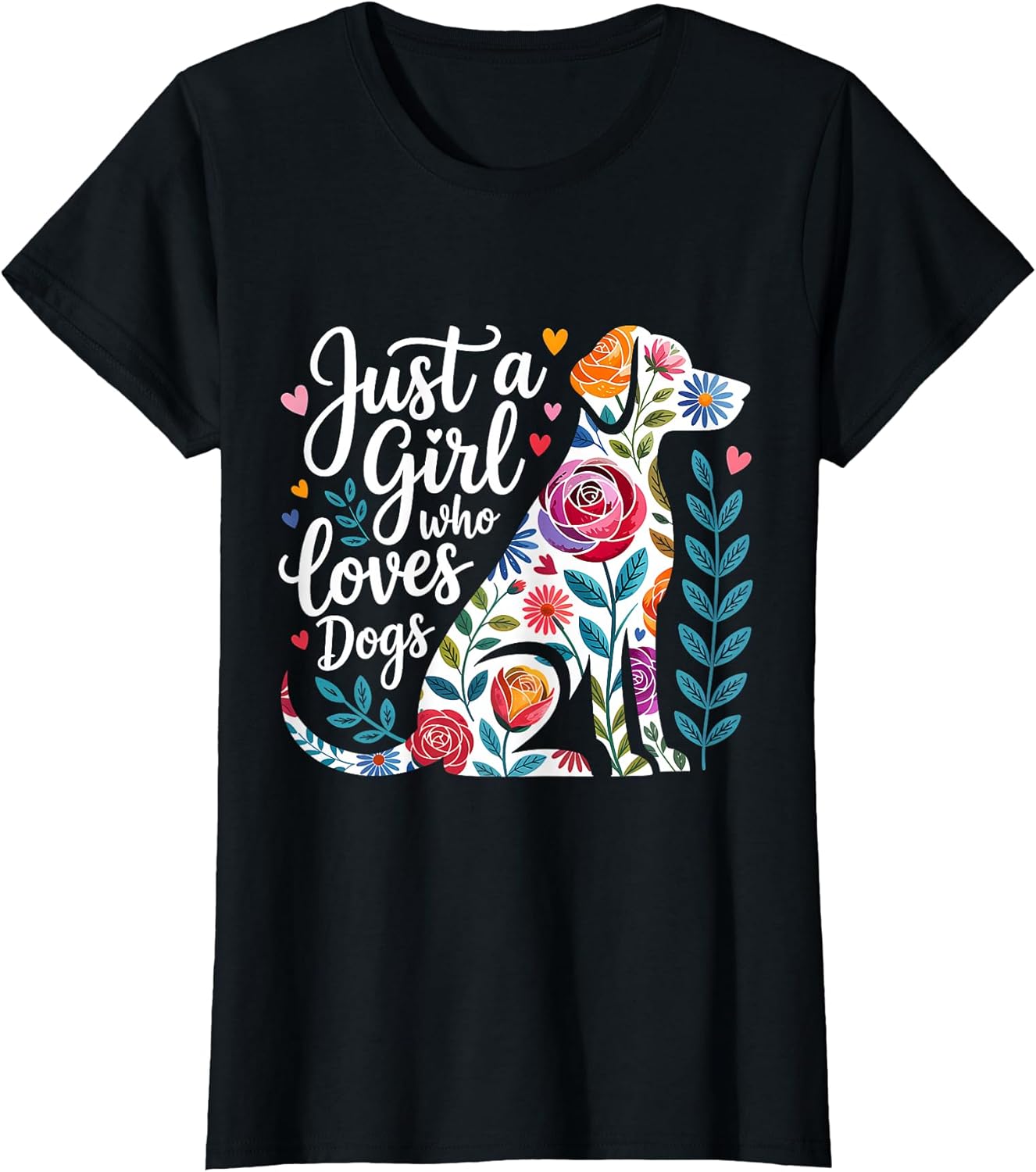 Floral Dog Lover Just a Girl Who Loves Dogs T-Shirt