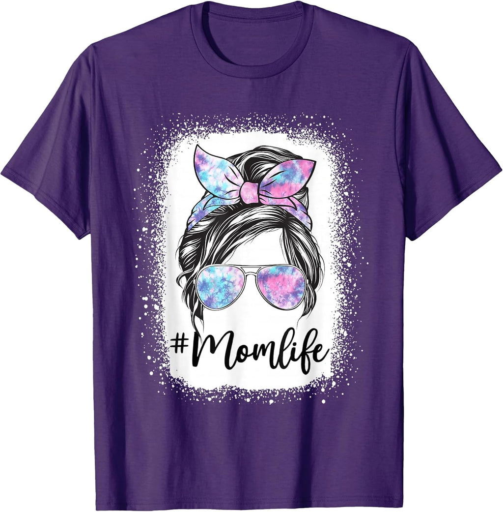 Funny Messi Bun Mom Life Tie Dye Tees