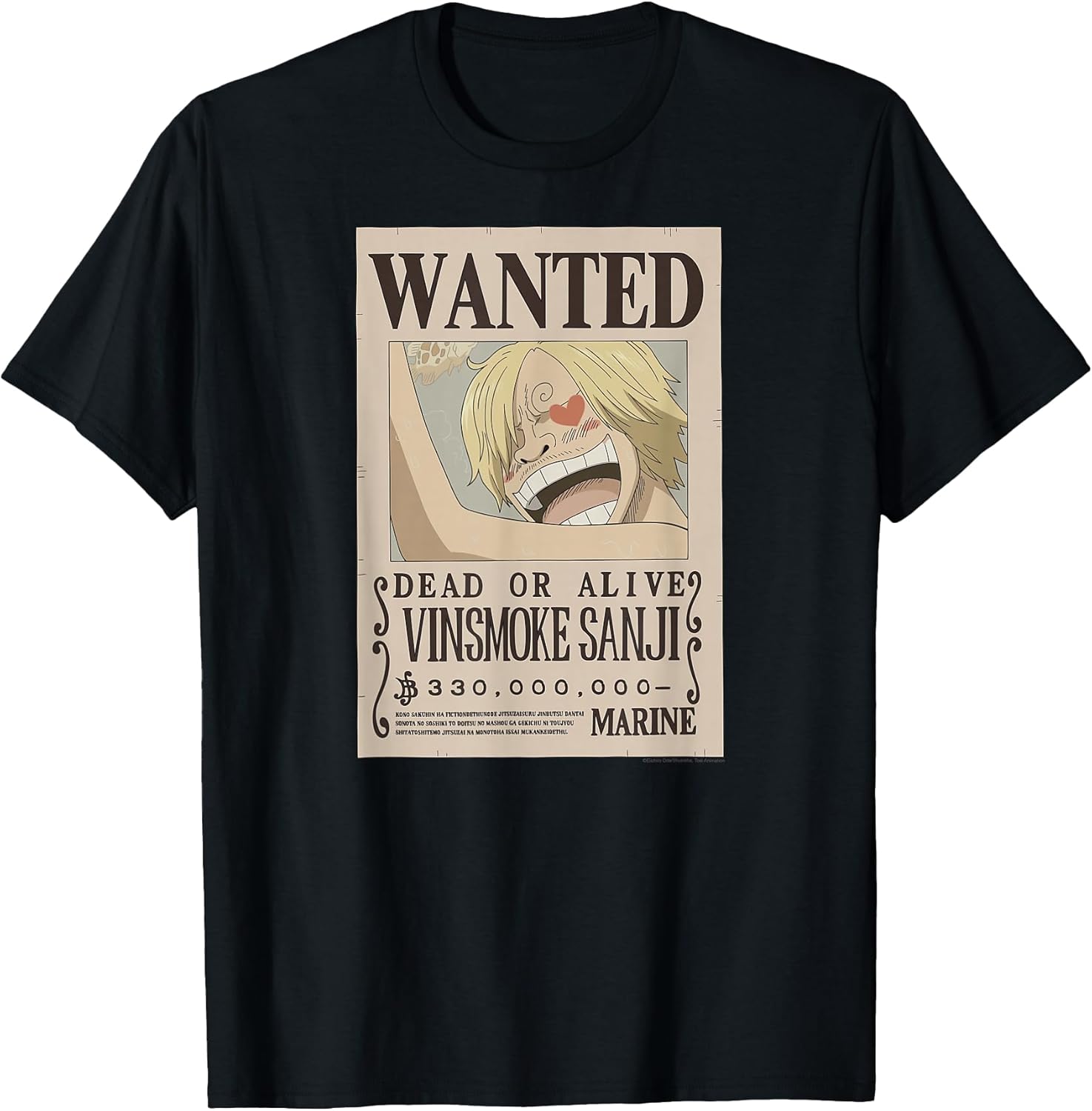 Anime Vinsmoke Sanji Wanted Poster T-Shirt