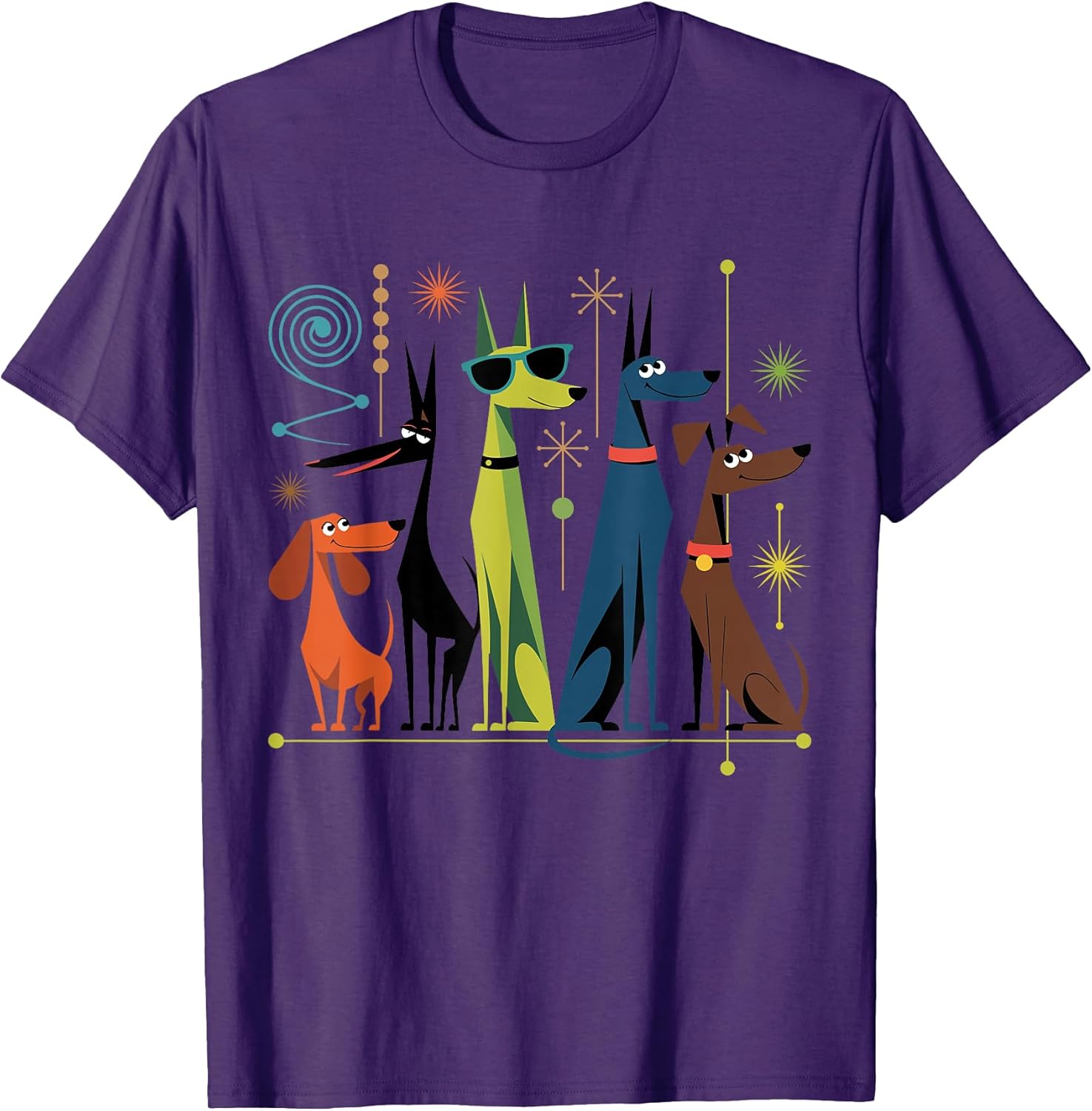 Retro Mid-Century Modern Dogs 50s 60s Style T-Shirt