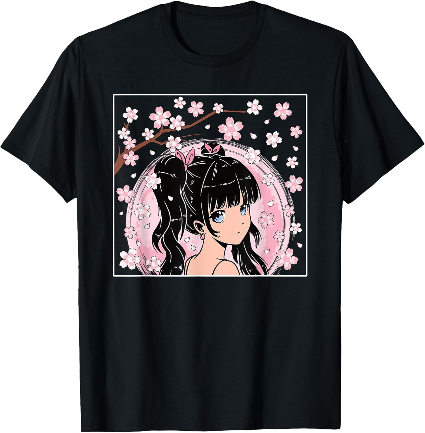 Japanese Anime Girl Manga Otaku Cherry Blossom Women Girls T-Shirt