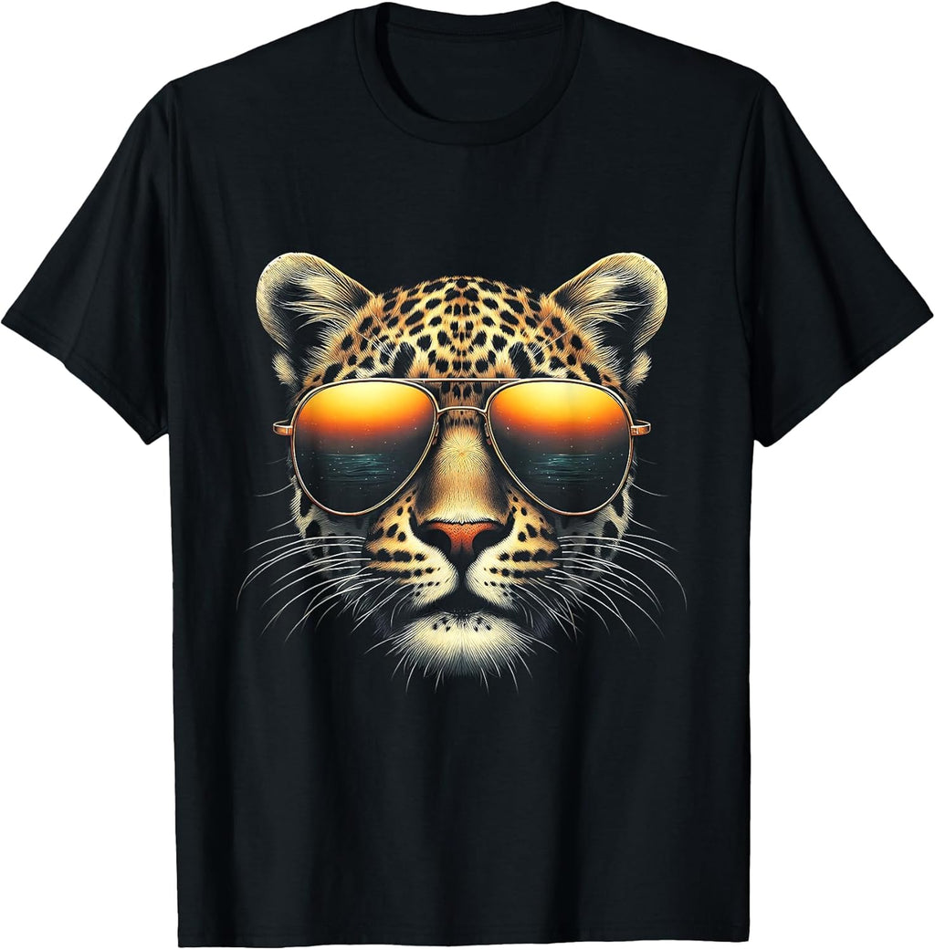 Leopard Face Wearing Sunglasses Animal Leopard Photography T-Shirt
