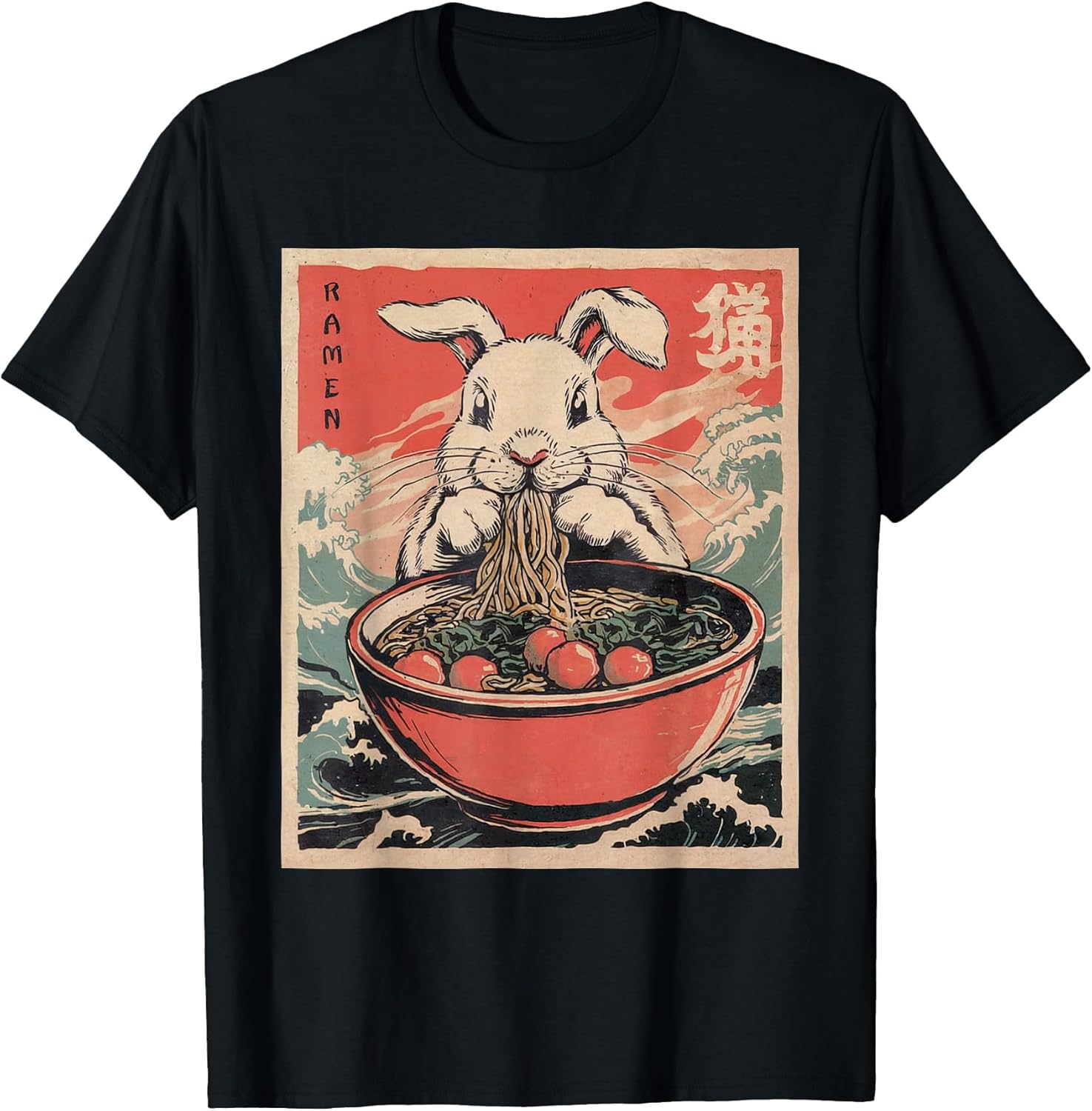 Ramen Anime Tee Funny Kawaii Bunny Rabbit Japanese Graphic T-Shirt