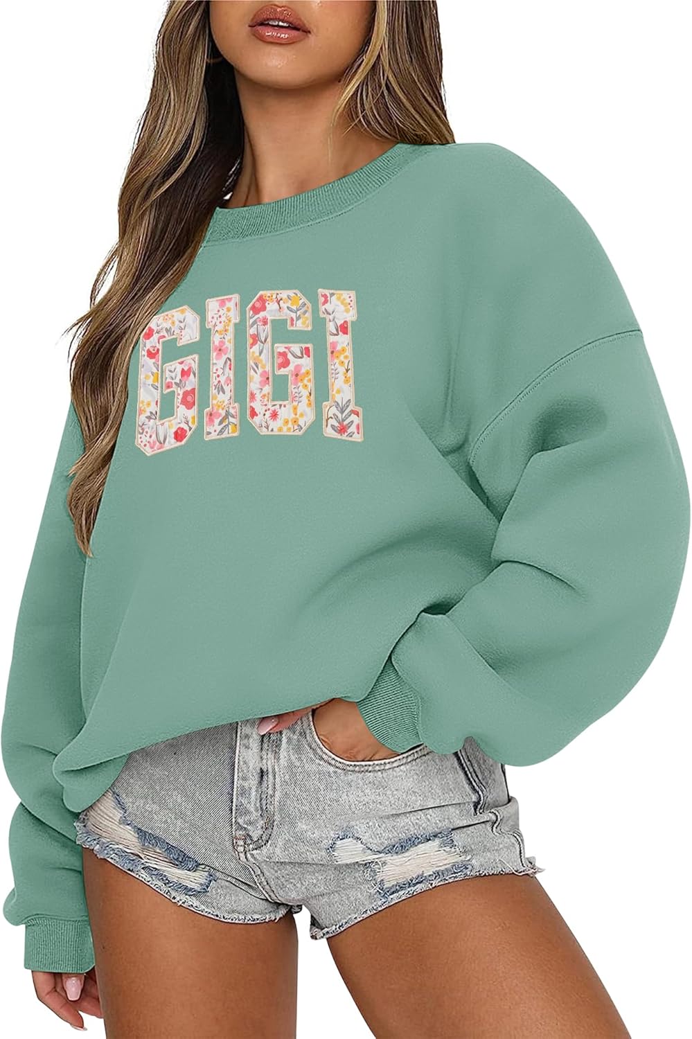 Oversized Sweatshirt for Women Long Sleeve Crewneck Auntie Grandma Sweatshirts Pullover Sweater Graphic Fleece Tops