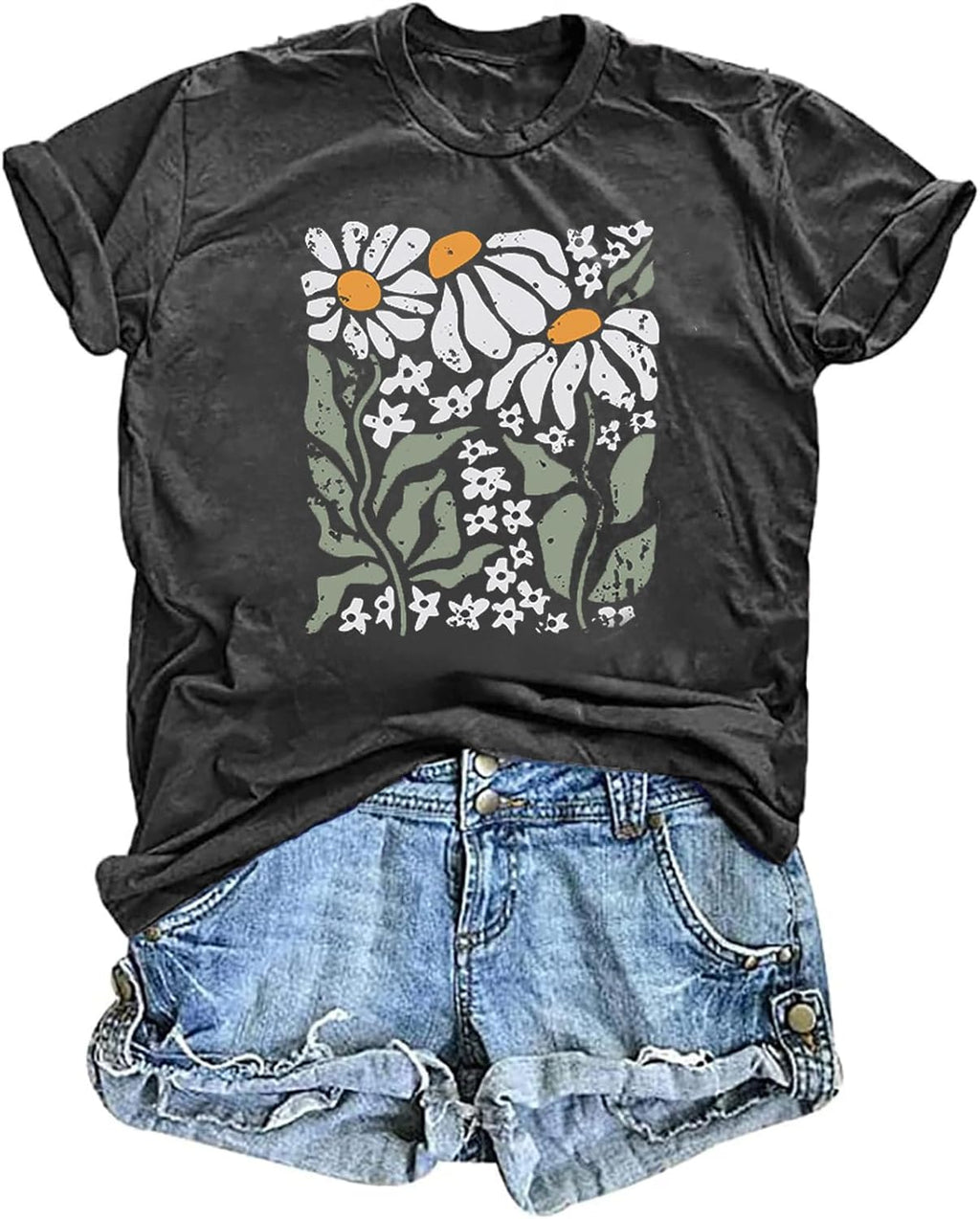 T Shirts for Women Graphic Tees Vintage Printed Short Sleeve Shirt Crewneck Loose Fitting Tops Casual Basic Cute Blouses