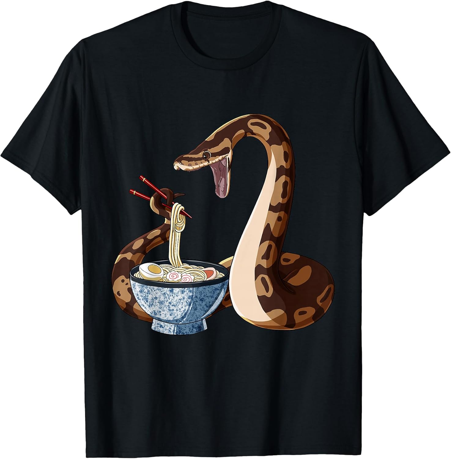 Funny Japanese Anime Snake Eats Ramen King Python T-Shirt