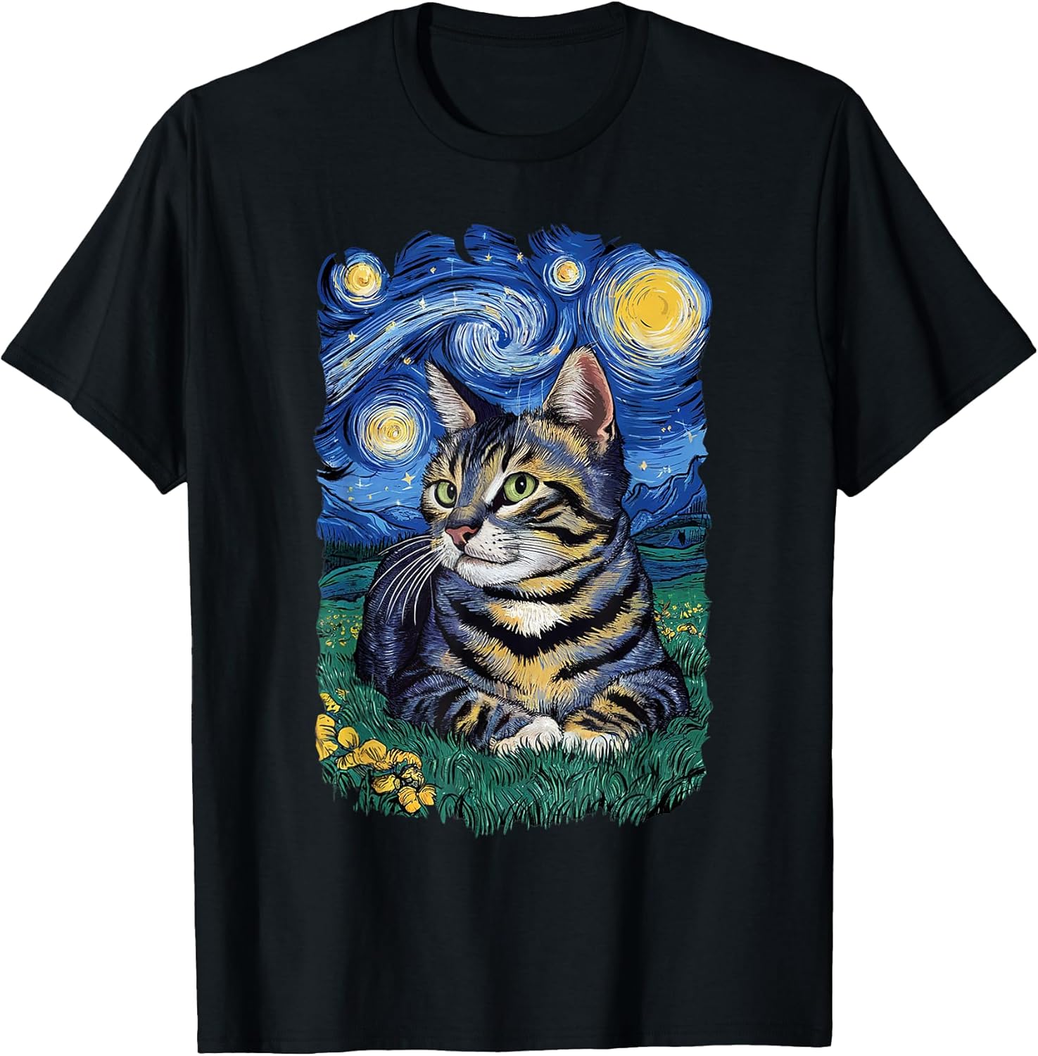 Van Gogh Cat Gifts Tabby Cat Owner Cat Lady T-Shirt