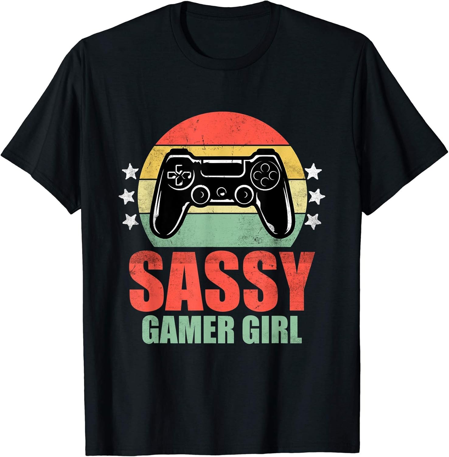 Sassy Gamer Girl Retro Vintage Sunset Video Games Gaming T-Shirt