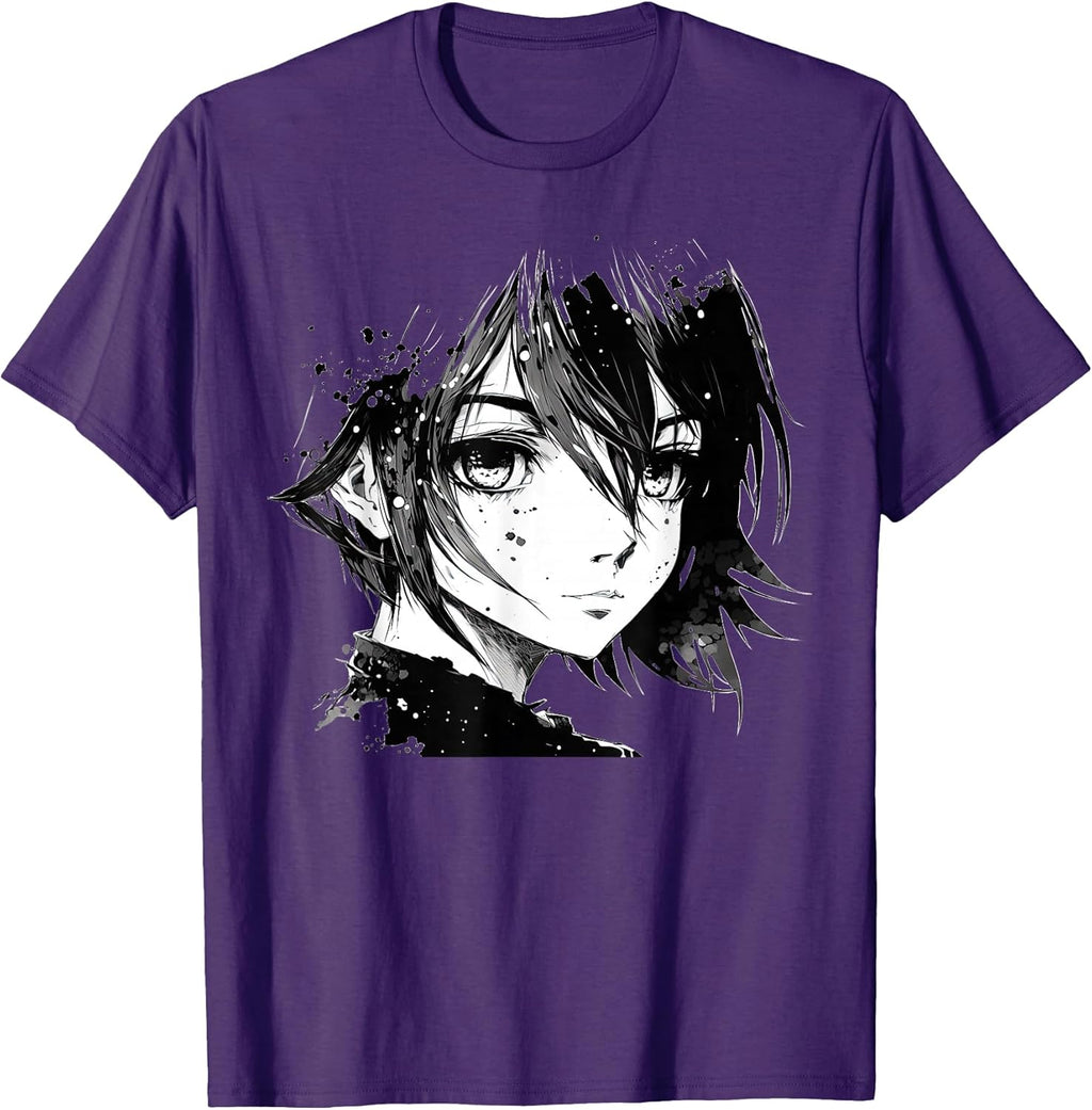 Anime Girl Anime Eyes Ink Art Sketch Drawing for Girls Teens T-Shirt