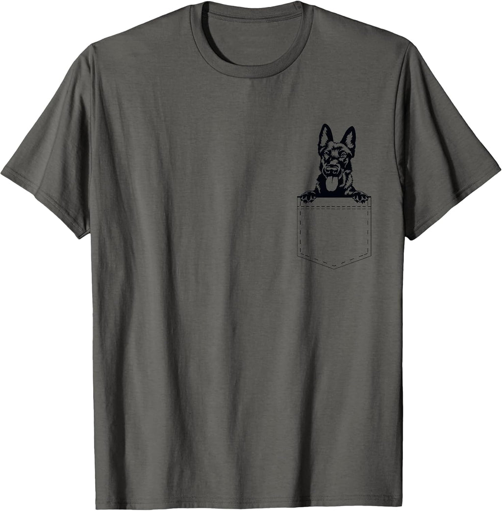 Dutch Shepherd in My Pocket Peeking Dog Lovers Tee Men Women T-Shirt