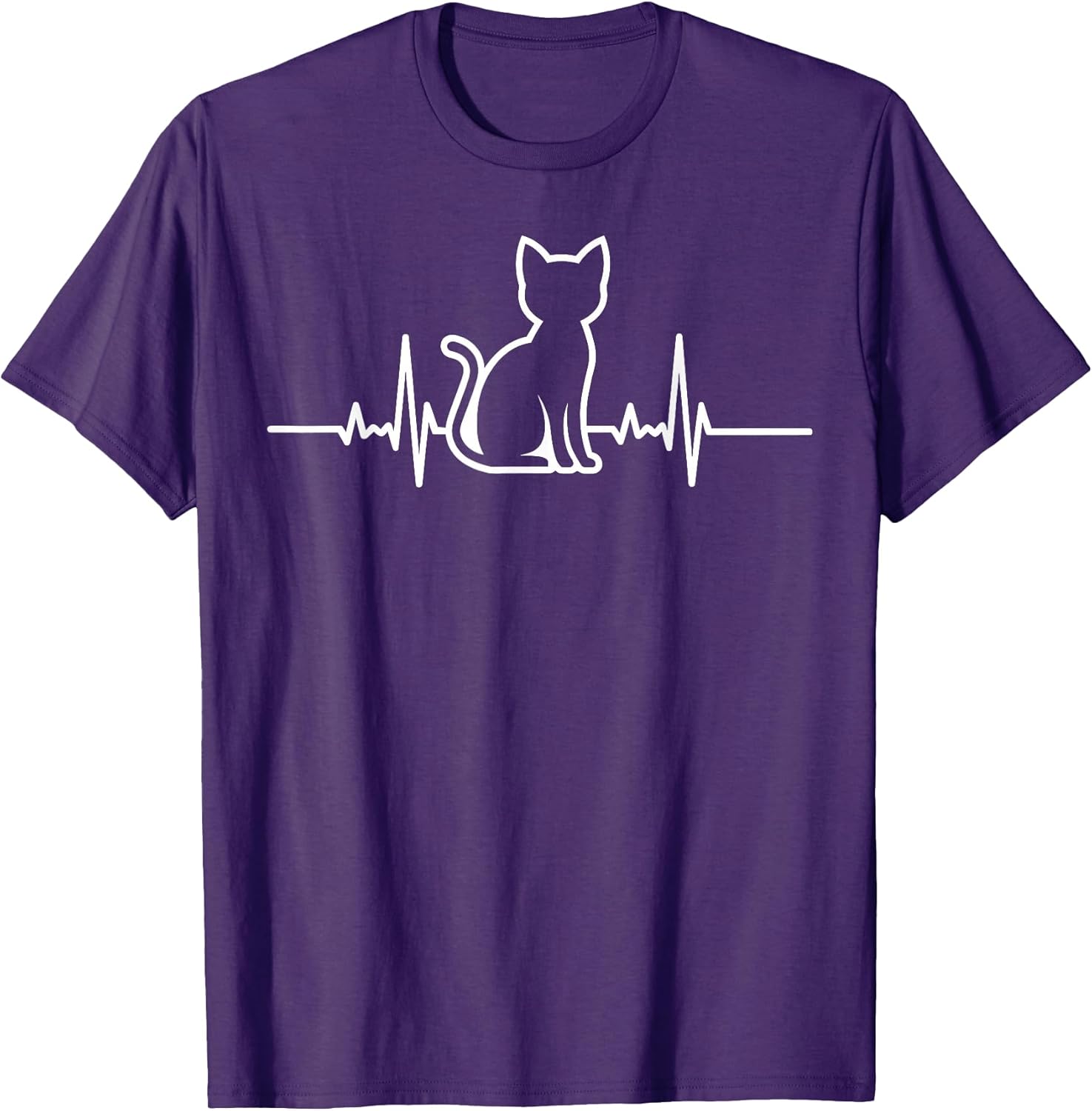 Heartbeat Cat For Women Silhouette Cute Heartbeat Cat Lover T-Shirt