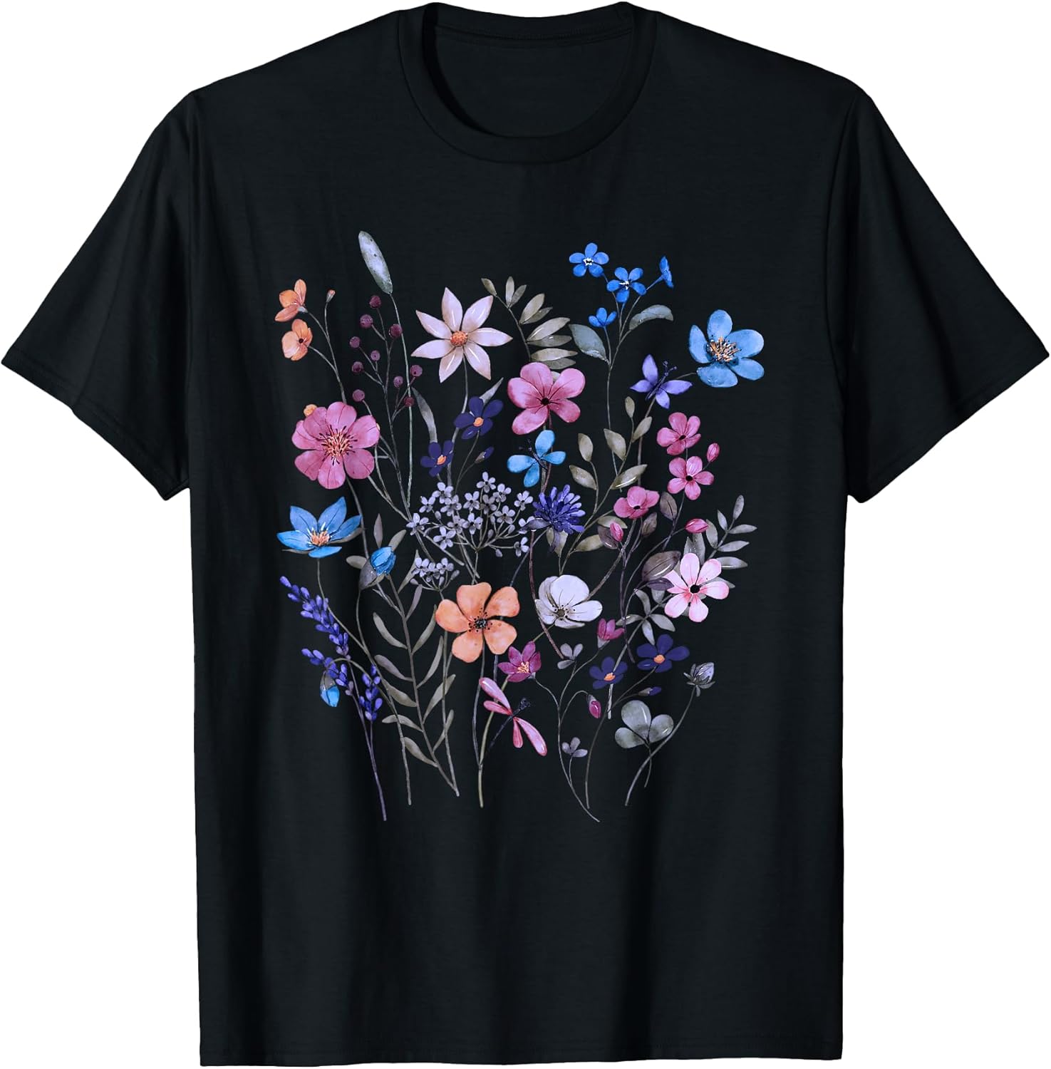 Vintage Flowers Women Wildflower Graphic Floral Gardening T-Shirt