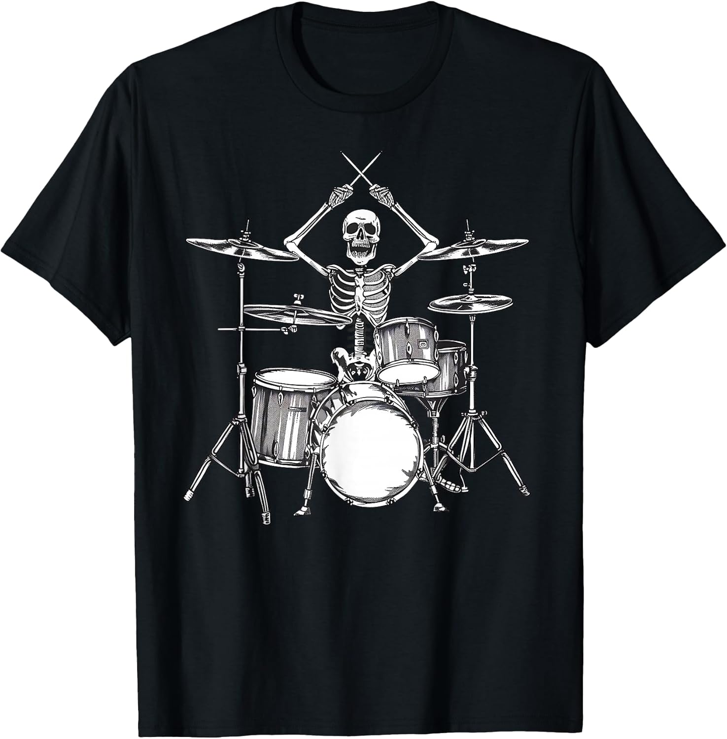 Skeleton Percussionist Drummer Halloween Rock & Roll Music T-Shirt