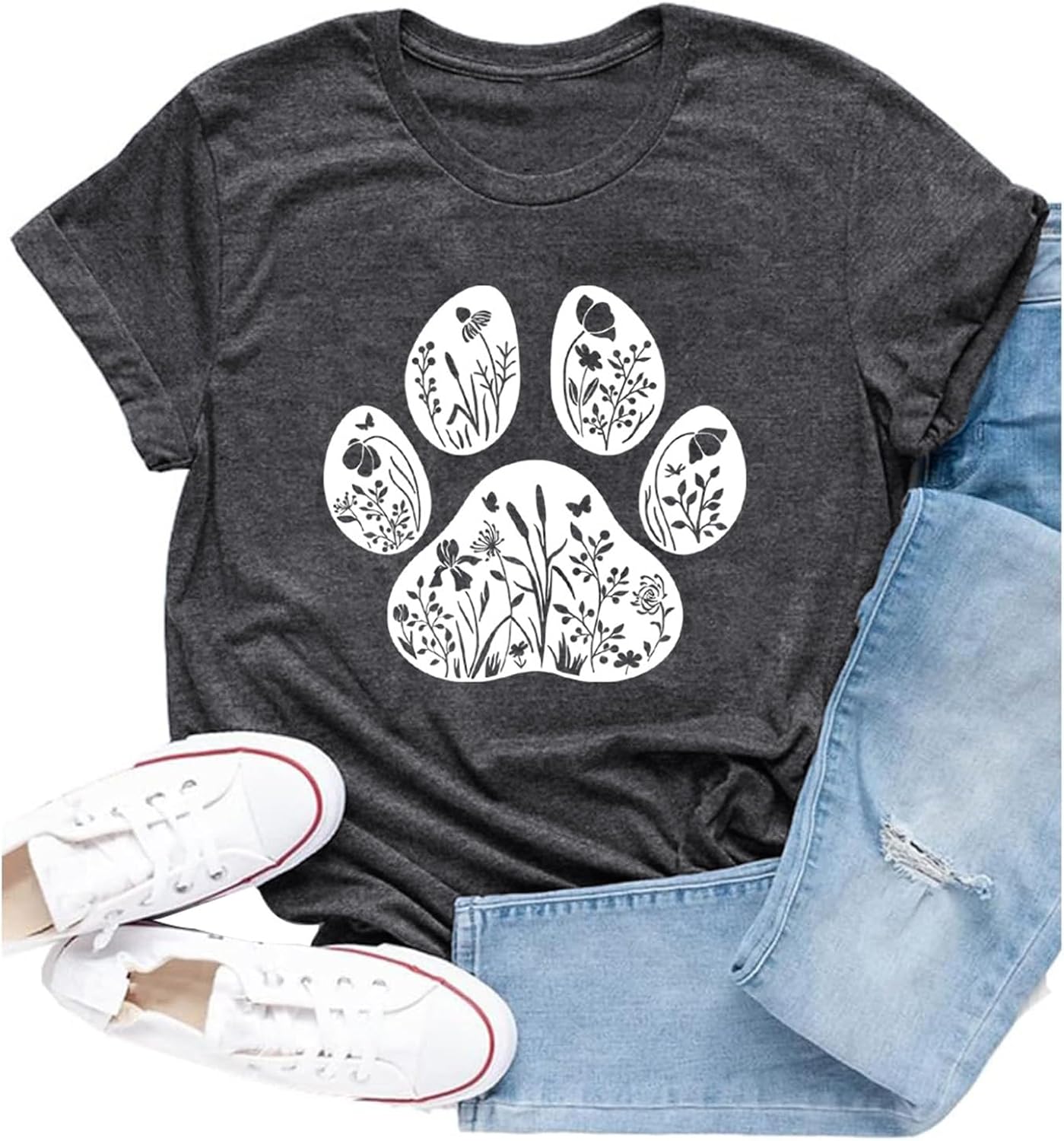 Dog Shirt Dog Mom Shirts for Women Funny Dogs Paw Print T Shirt Casual Pet Lover Tee Tops