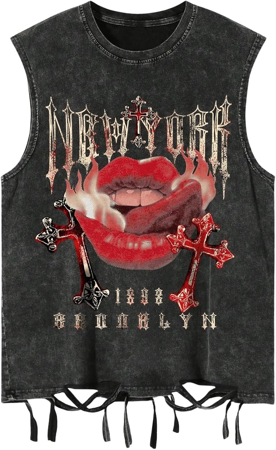 Men's Graphic Tees Y2k Gothic Tee Distressed Summer Shirt Grunge Hippie Sleeveless Tank Top