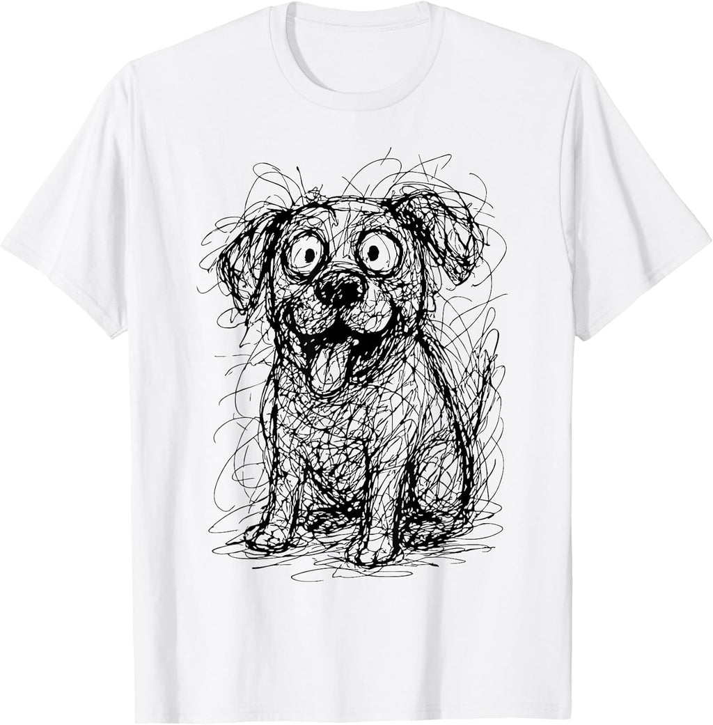 Dog Abstract Art Portrait Drawing Whimsical Dog Lovers T-Shirt