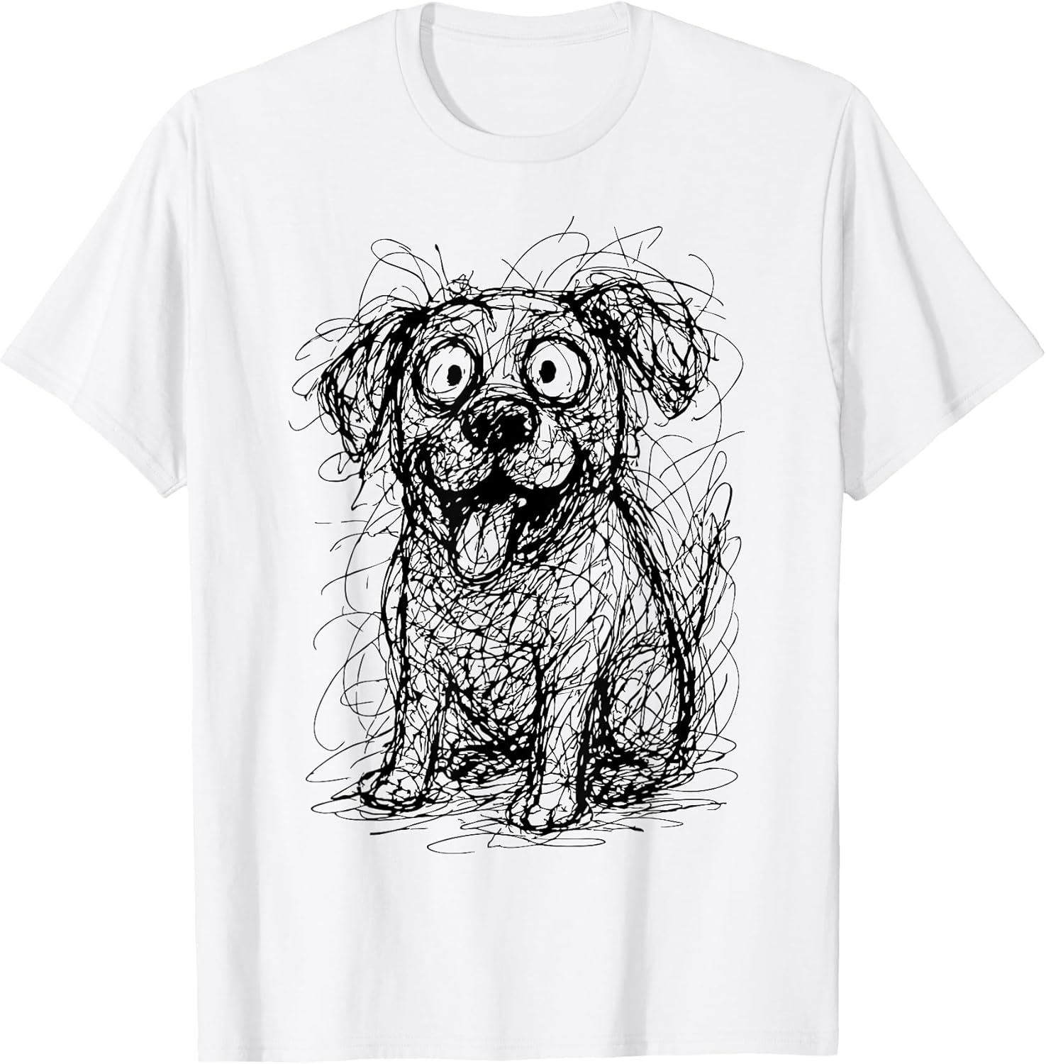 Dog Abstract Art Portrait Drawing Whimsical Dog Lovers T-Shirt