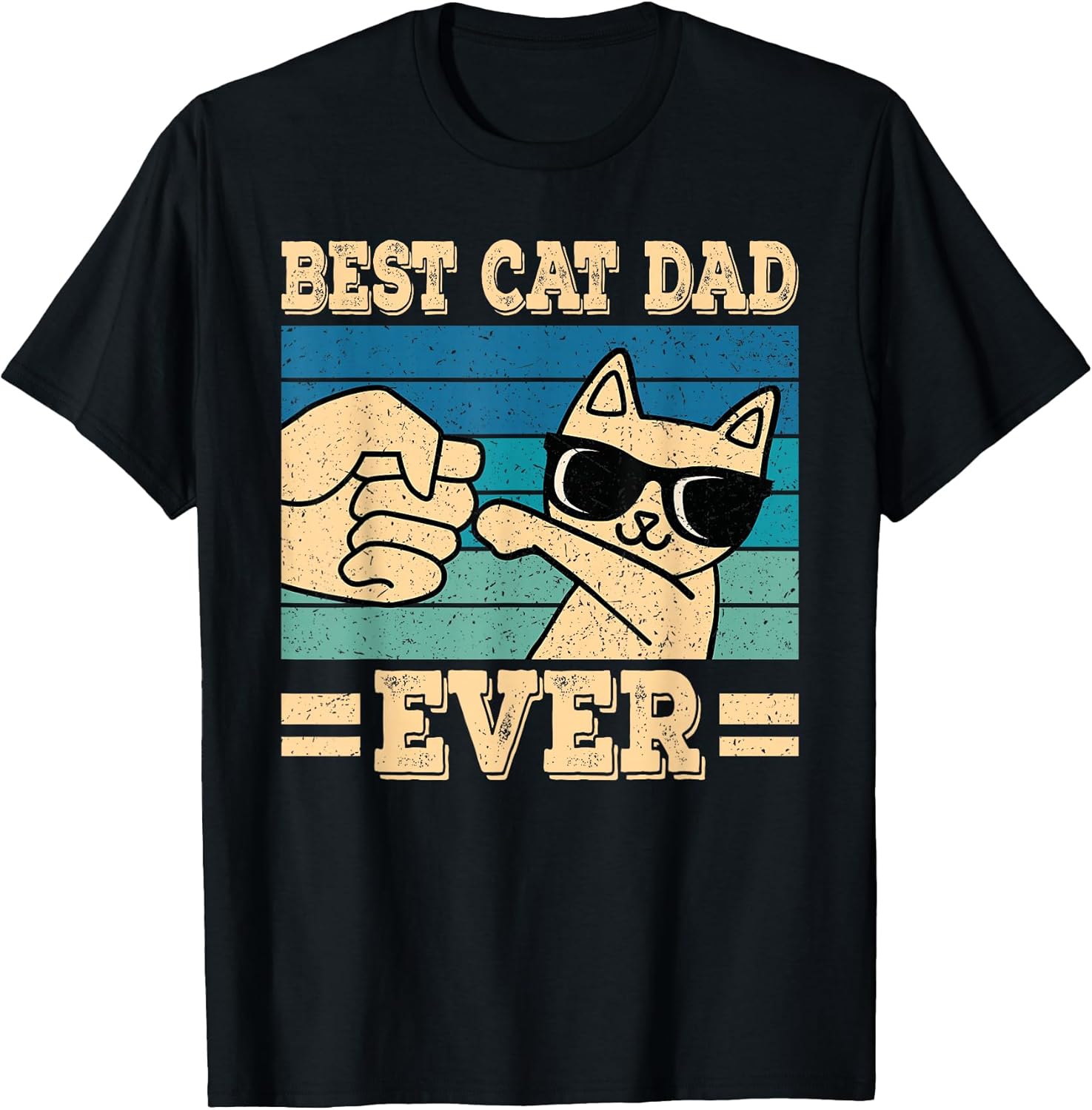 Best Cat Dad Ever Vintage Funny Cat Lover Retro Men T-Shirt
