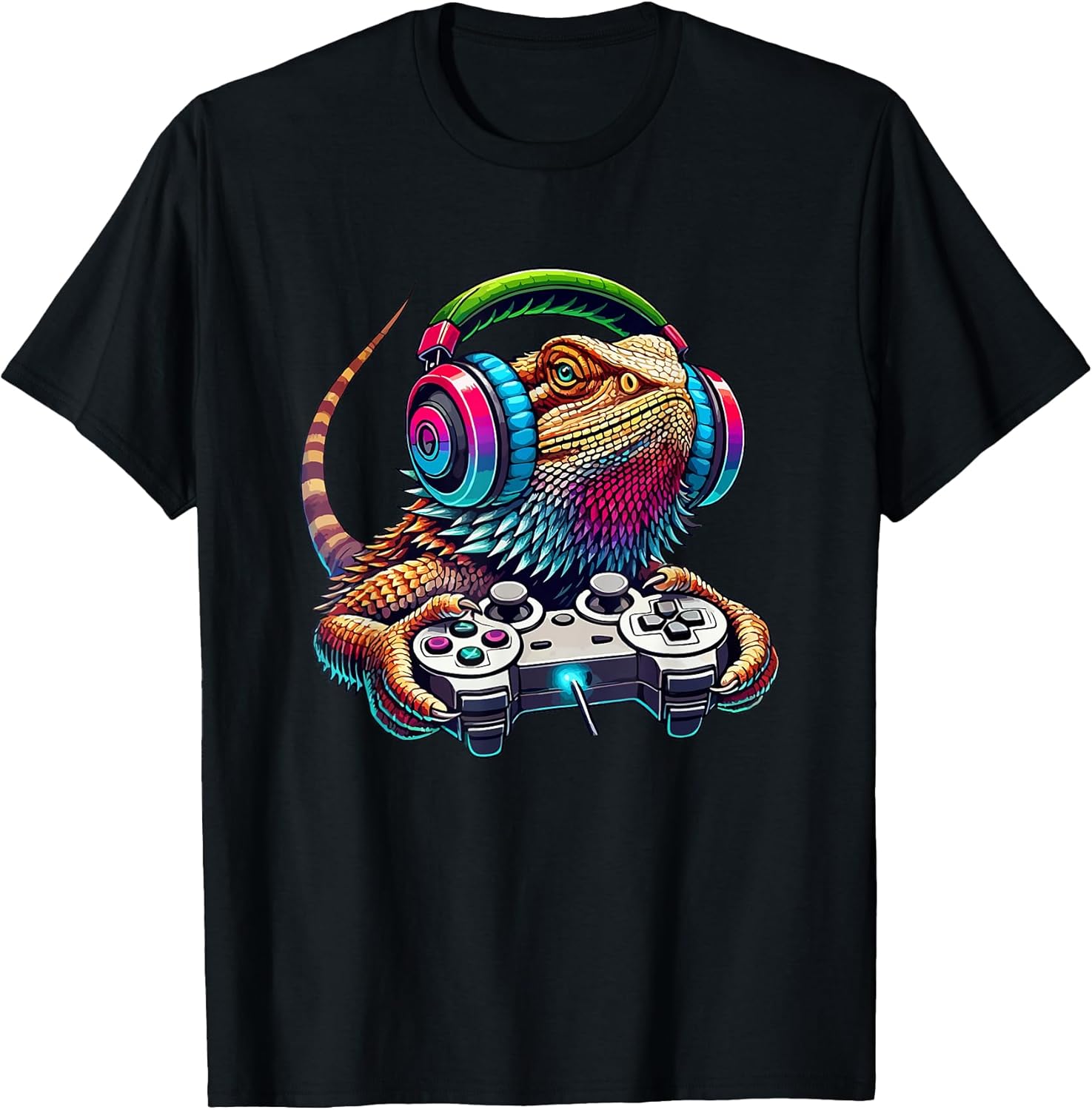Bearded Dragon Gamer Funny Lizard Gaming Video Games T-Shirt