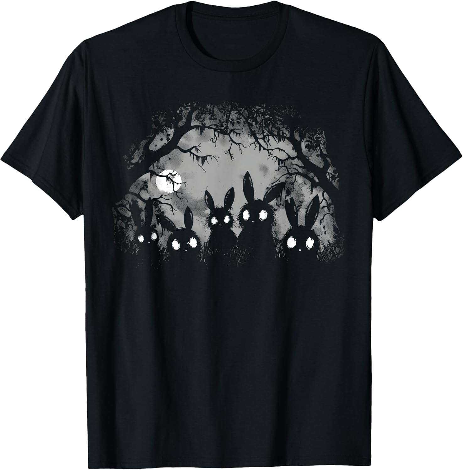 Creepy Cute Bunny Rabbits Alt Goth Grunge Horror Aesthetic T-Shirt, Small, Black