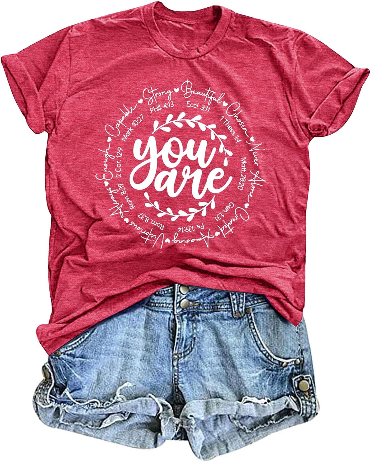 Christian Tshirts for Women You are Shirts Inspiration Tees Graphic Jesus Faith Casual Short Sleeve Blouse Tops