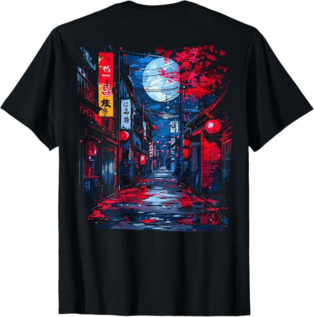Japan Street Back Printed Graphic T-Shirt