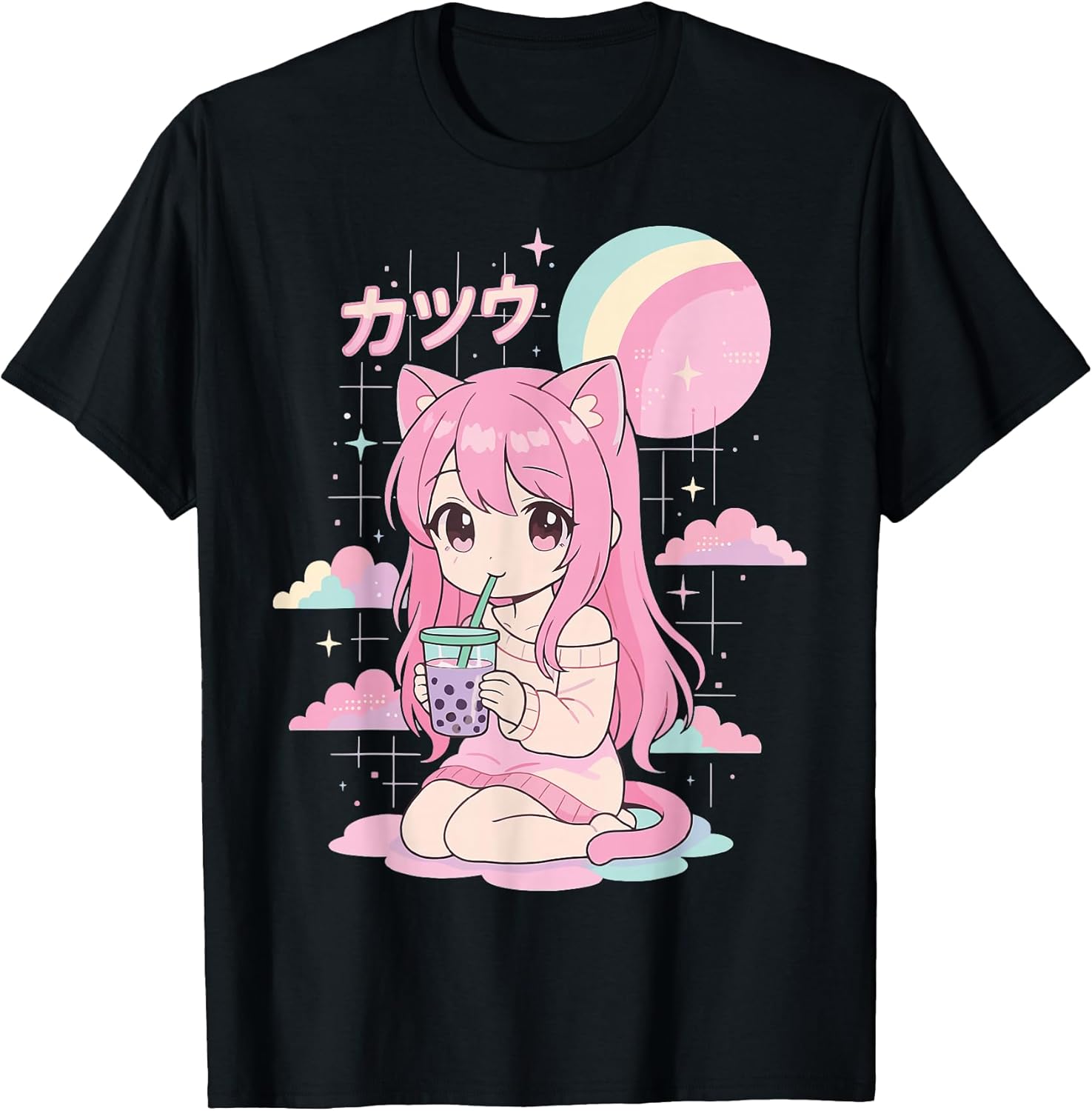 Anime Girl Boba Bubble Tea Kawaii T-Shirt
