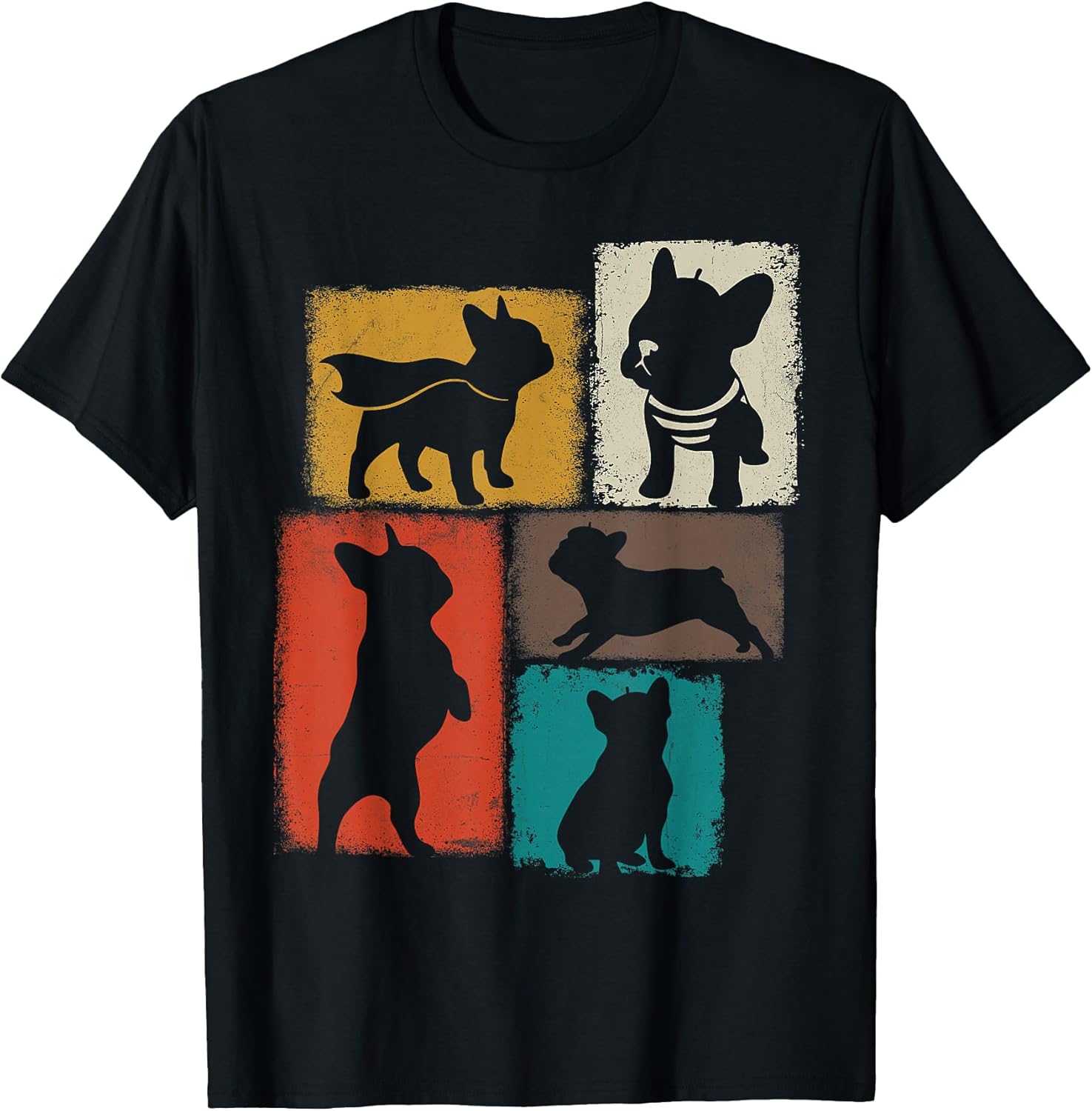 Frenchie Vintage Collage French Bulldog Dad Mom Dog Lover T-Shirt