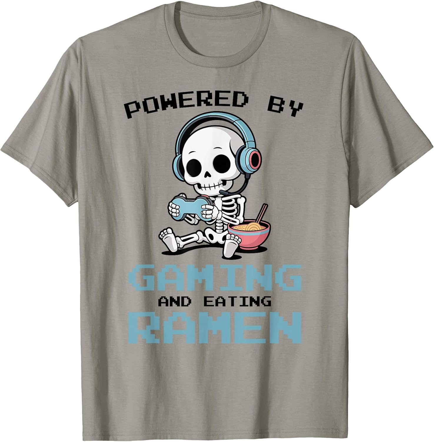 Gaming Powered by Gaming & Rame Gamer Pixel Art Skeleton T-Shirt