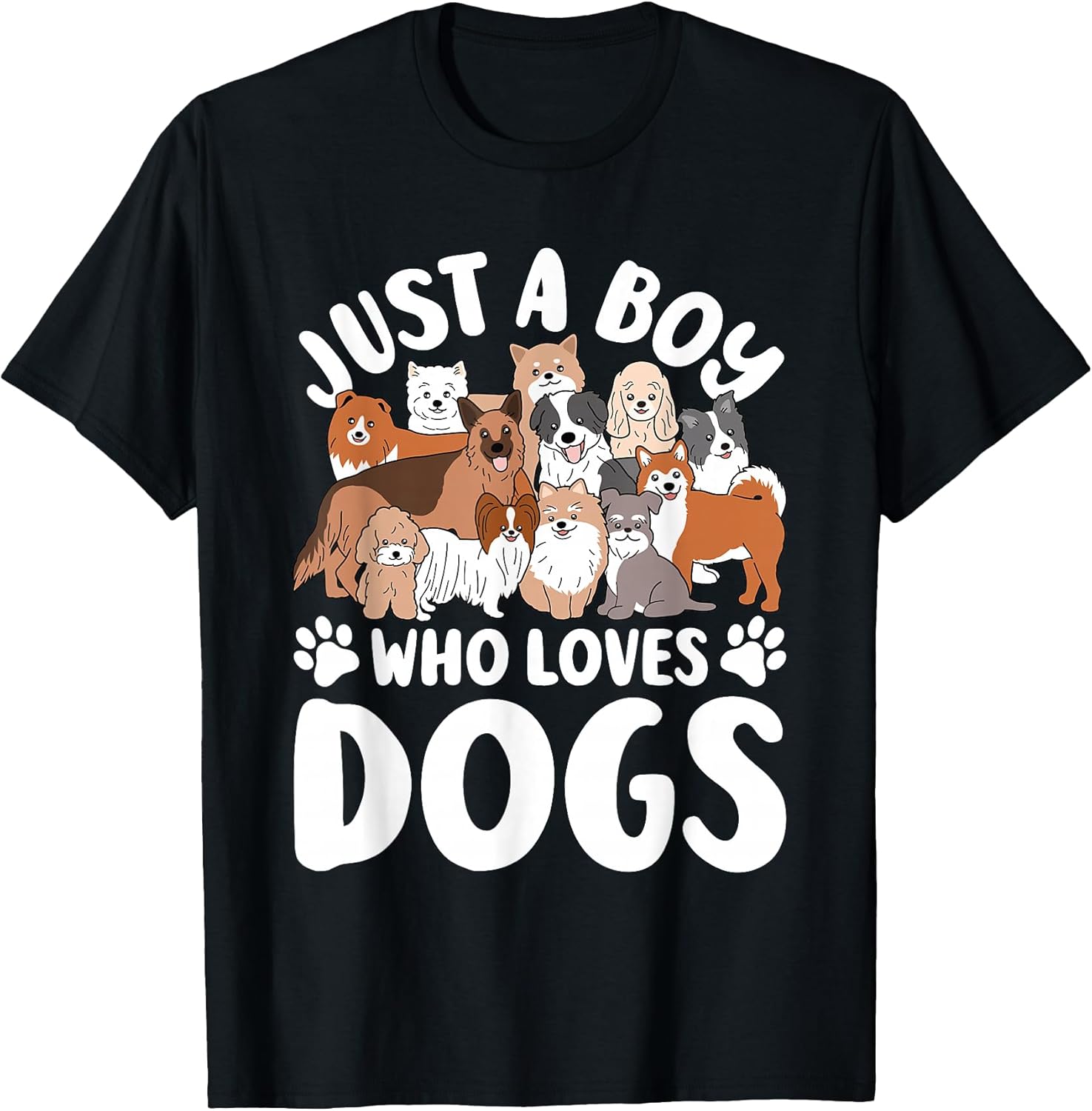 Just A Boy Who Loves Dogs Funny Dog Lover Kids T-Shirt