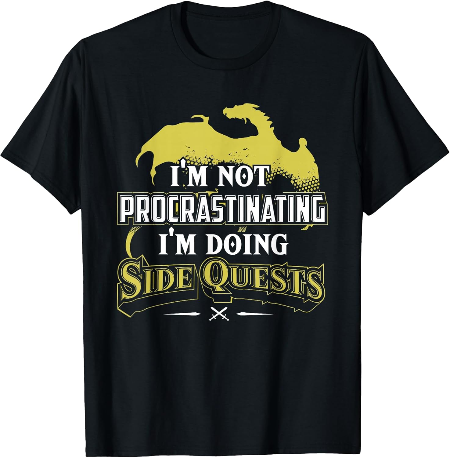 RPG Gamer T-Shirt: I'm Doing Side Quests - Casual Crew Neck, Short Sleeve, Adult Polyester Tee (Black)