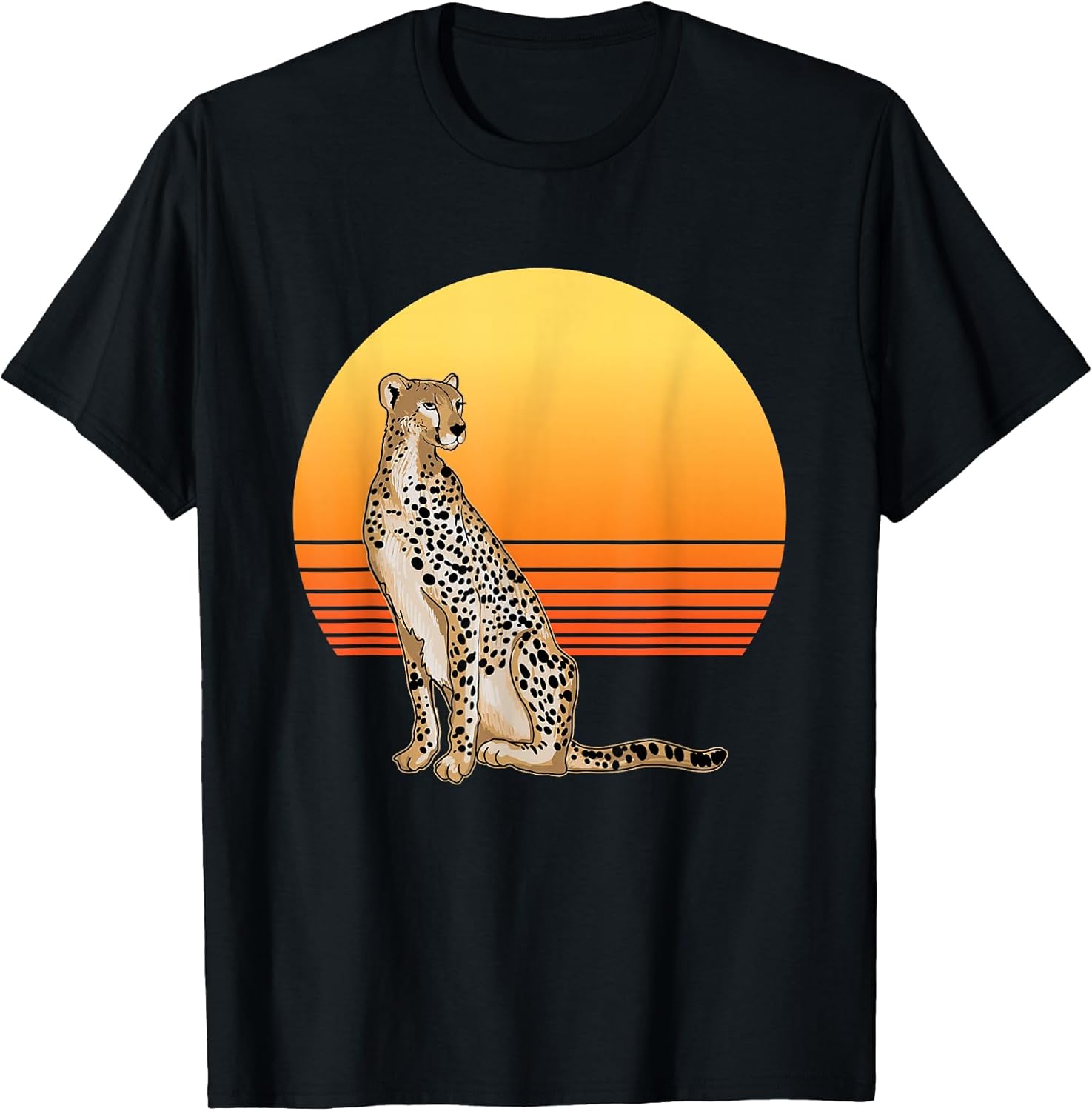 Retro Cheetah Lover Illustration Wild Cat Love T-Shirt Small