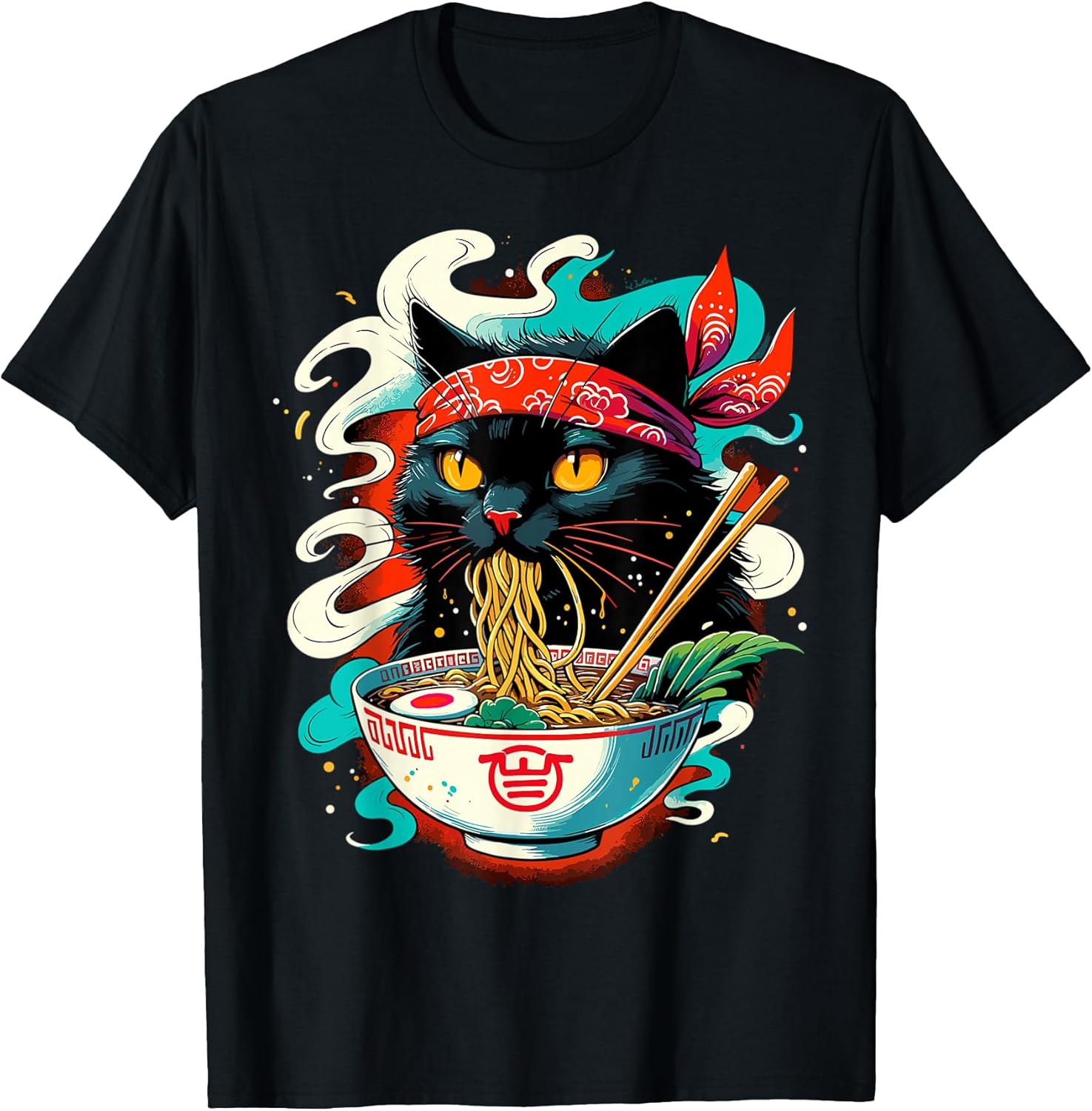 Cat Ramen Noodle Japanese Anime Kawaii Cat T-Shirt