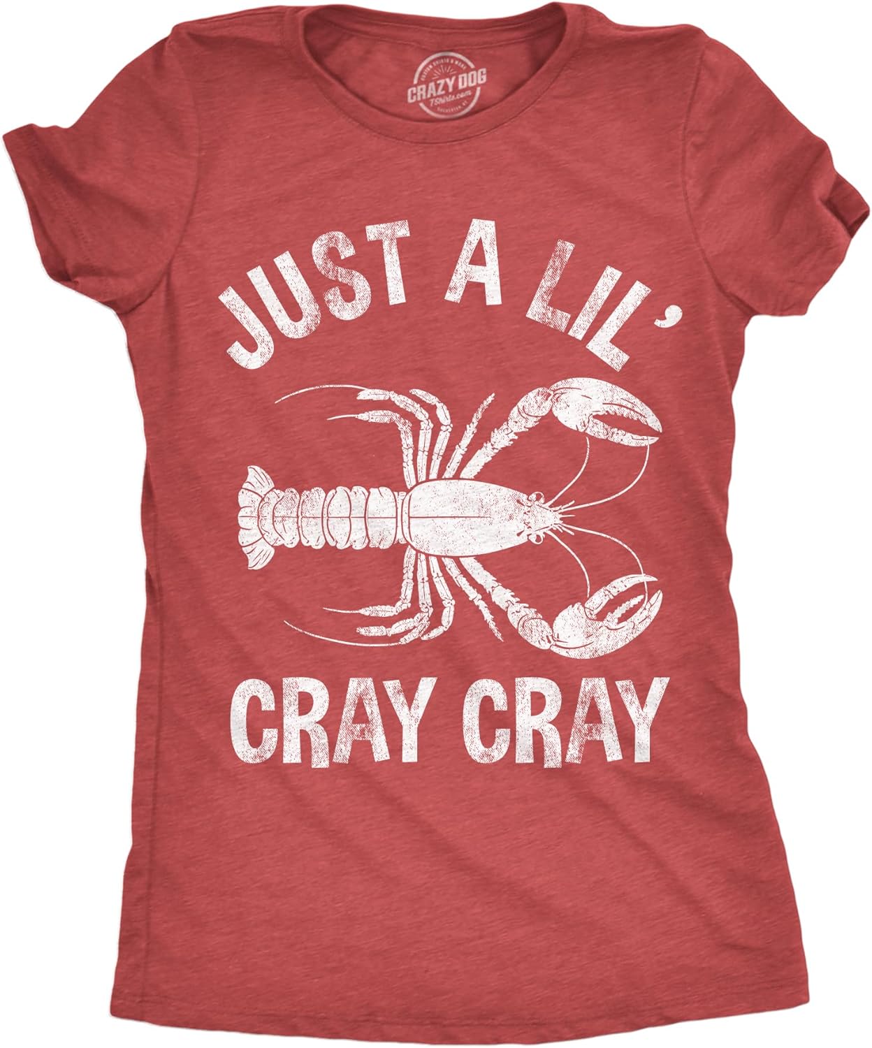 Womens Funny T Shirts Just A Lil Cray Cray Sarcastic Crayfish Graphic Novelty Tee for Ladies