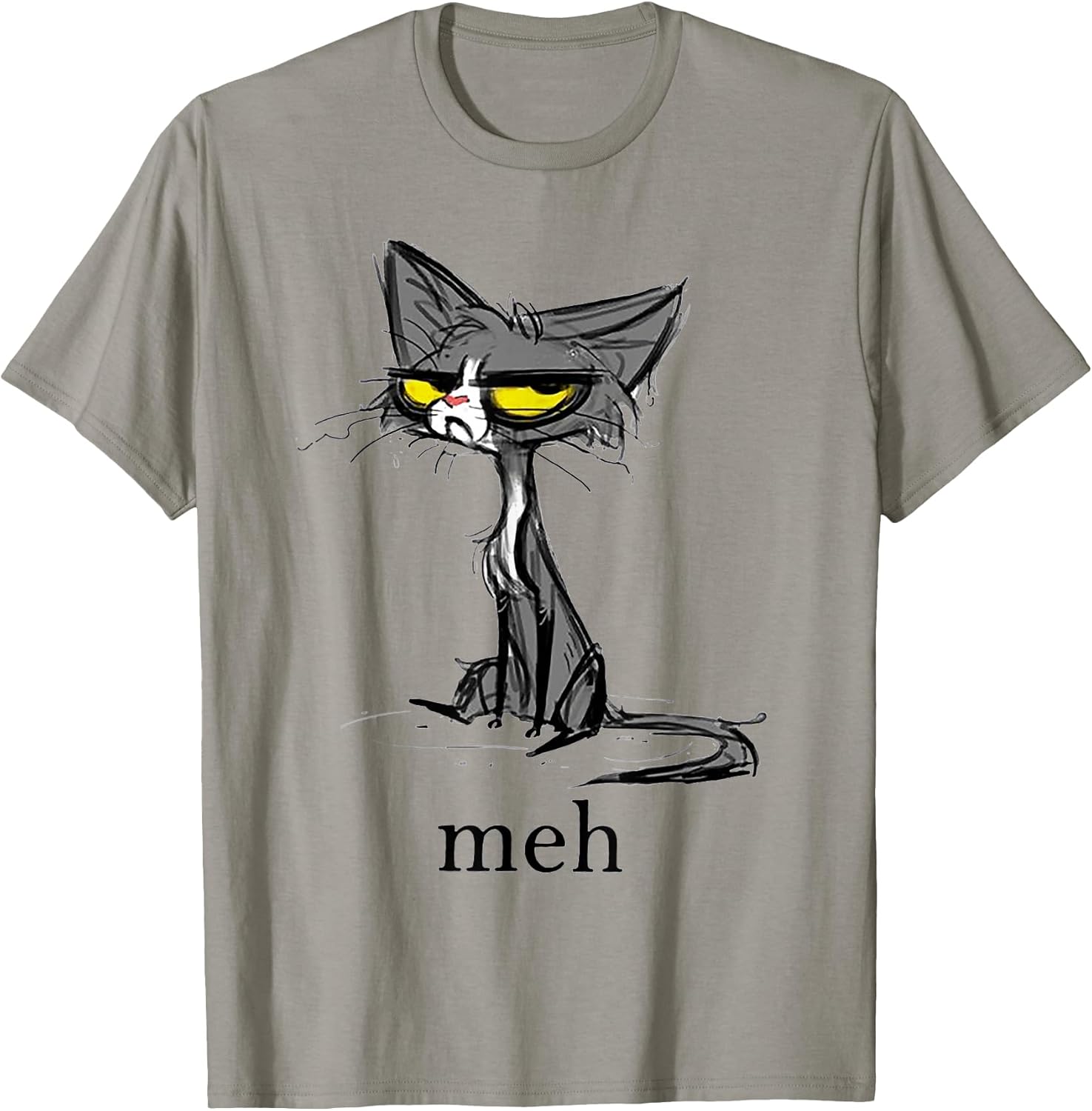 Funny Meh Cat Gift for Cat Lovers T-Shirt Small