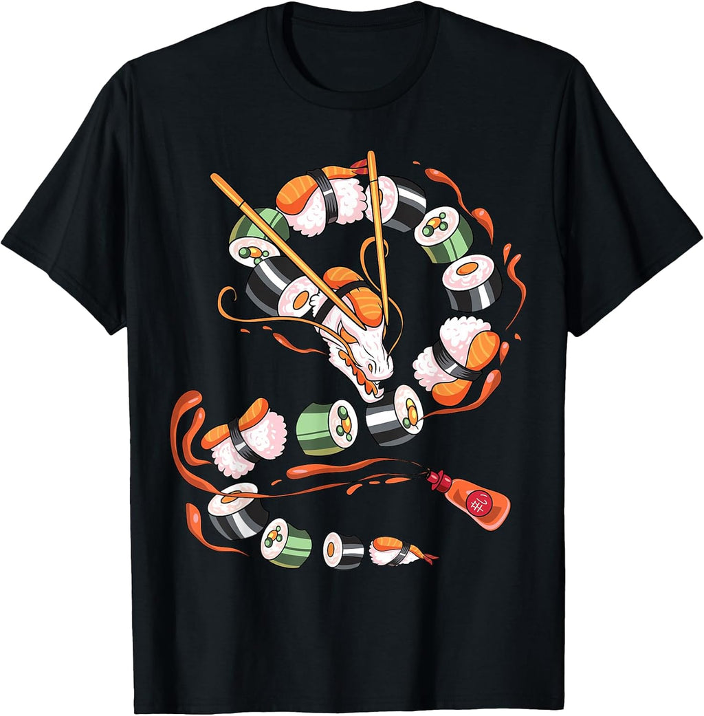 Sushi Dragon Roll Japanese Food Kawaii Dragon Anime Sushi T-Shirt
