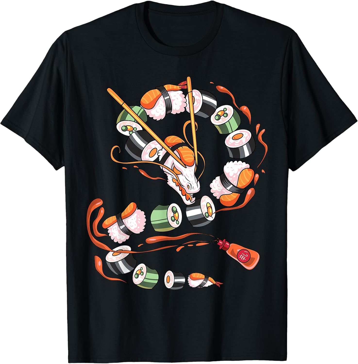 Sushi Dragon Roll Japanese Food Kawaii Dragon Anime Sushi T-Shirt