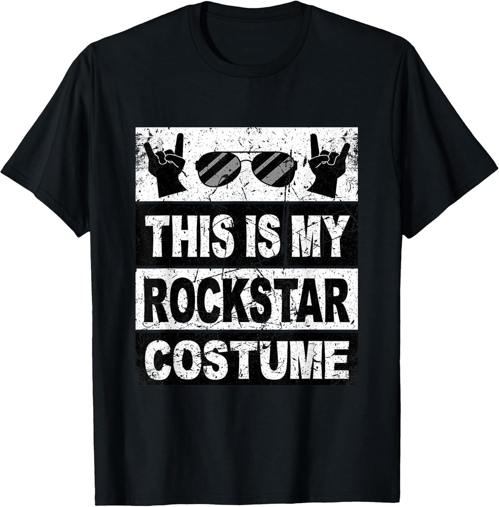 Retro Rockstar Costume Outfit Men Women Kids Adult Rock Star T-Shirt