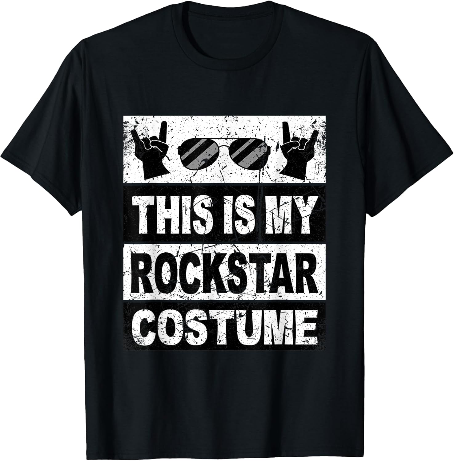 Retro Rockstar Costume Outfit Men Women Kids Adult Rock Star T-Shirt
