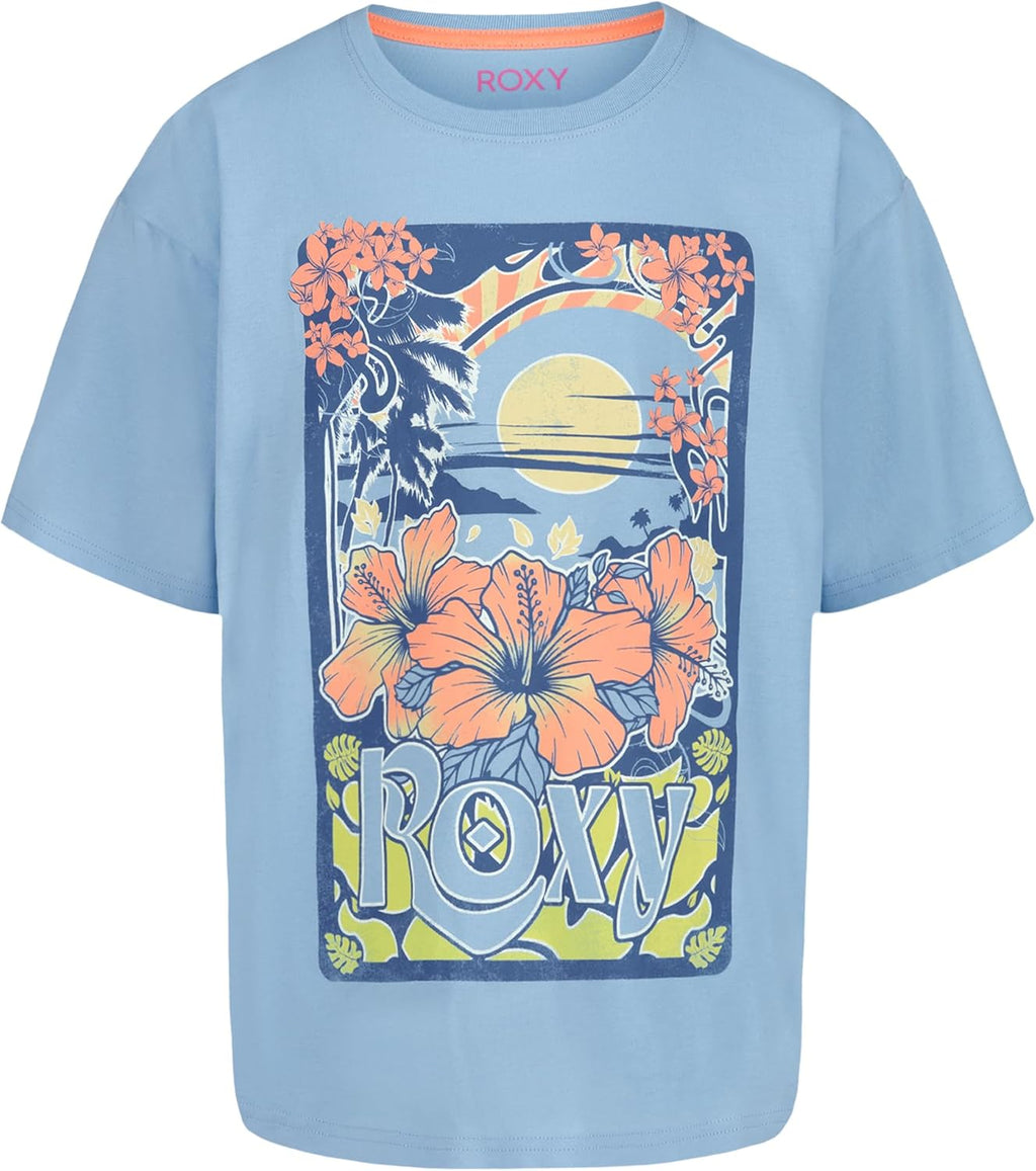 Girls' Short Sleeve Oversized Fit Logo Tee, Crew Neck Graphic T-Shirt, Soft & Comfortable